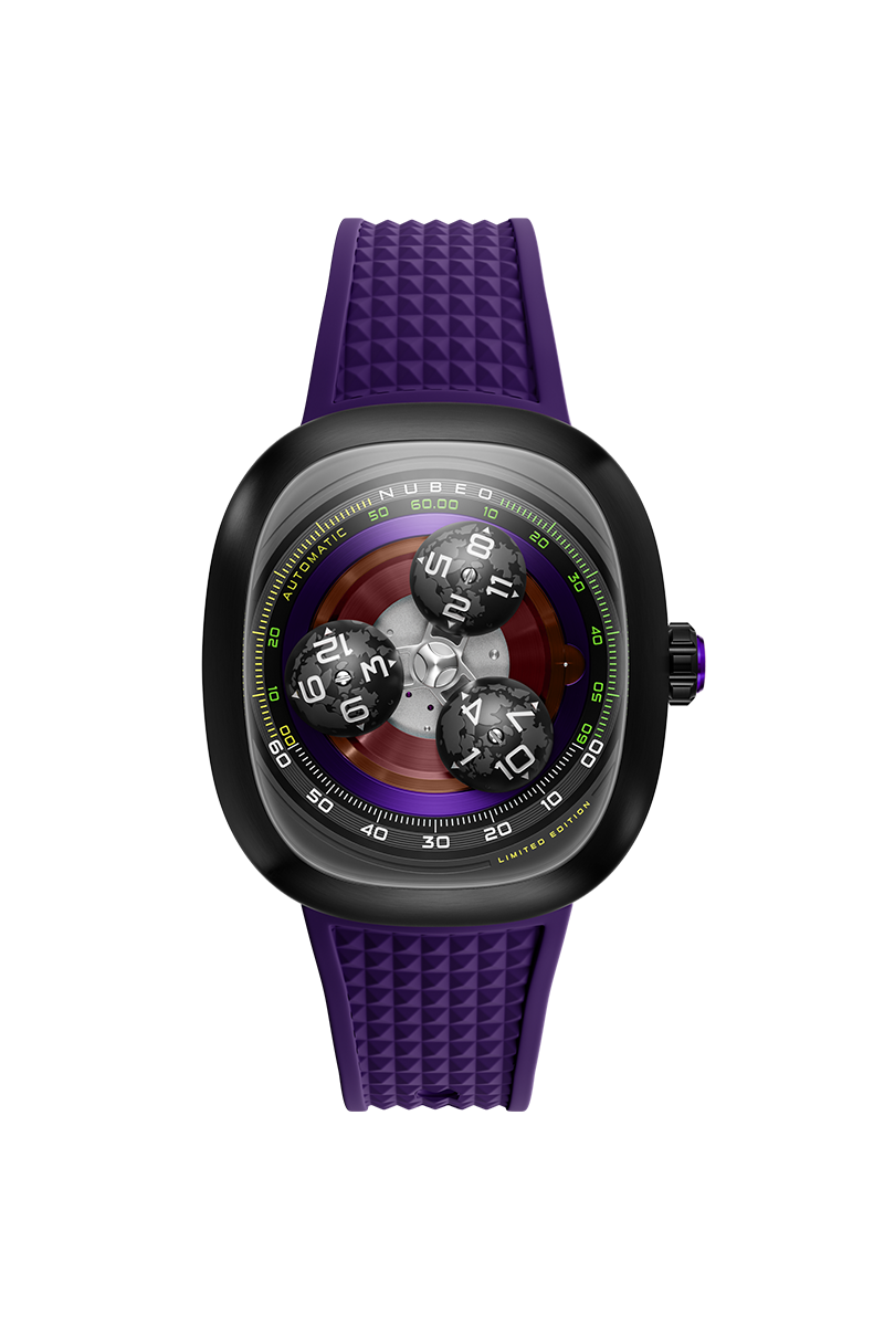 Nubeo Tri-Star Orbit Automatic Limited Edition Galatic Purple Men's Watch NB-6116-05