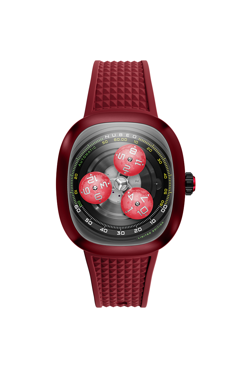 Nubeo Tri-Star Orbit Automatic Limited Edition Flame Red Men's Watch NB-6116-0A