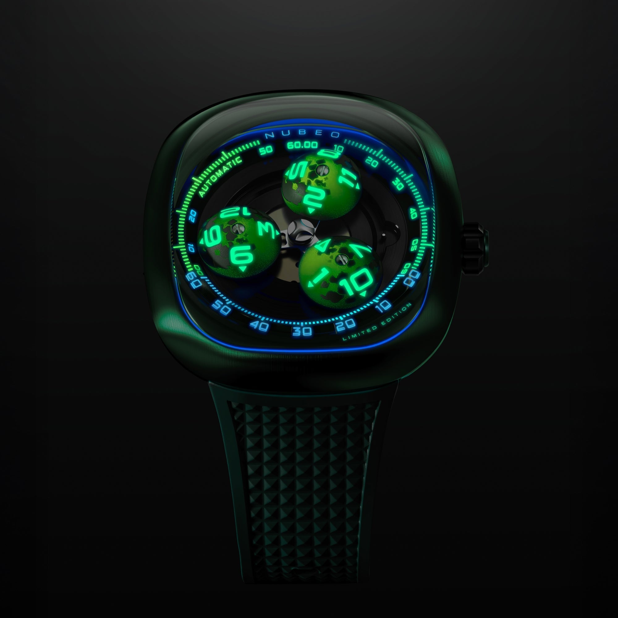 Nubeo Tri-Star Orbit Automatic Limited Edition Orbital Olive Men's Watch NB-6116-0B