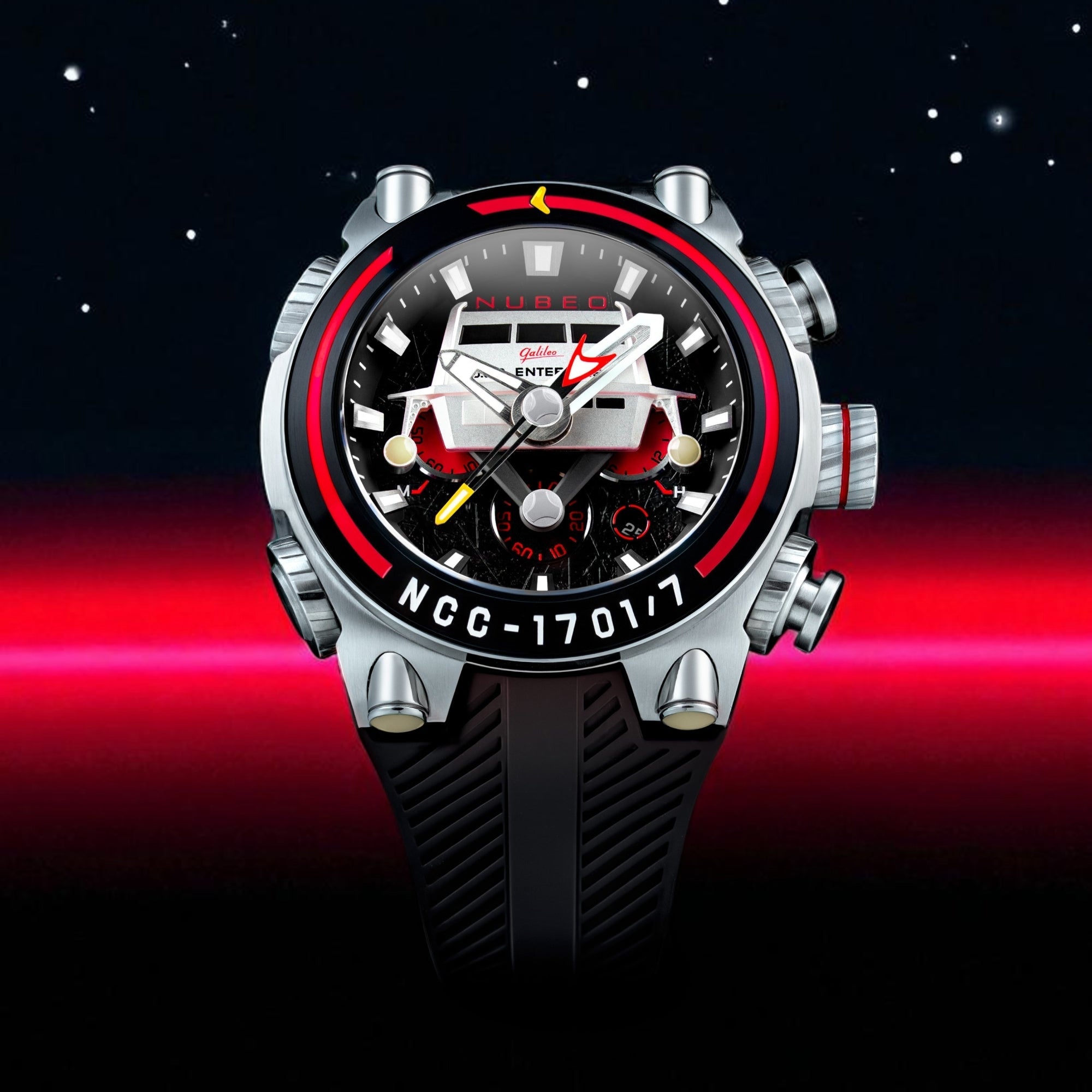 Nubeo Deimos Chronograph Star Trek Galileo Limited Edition Starship Black Men's Watch NB-6118-01