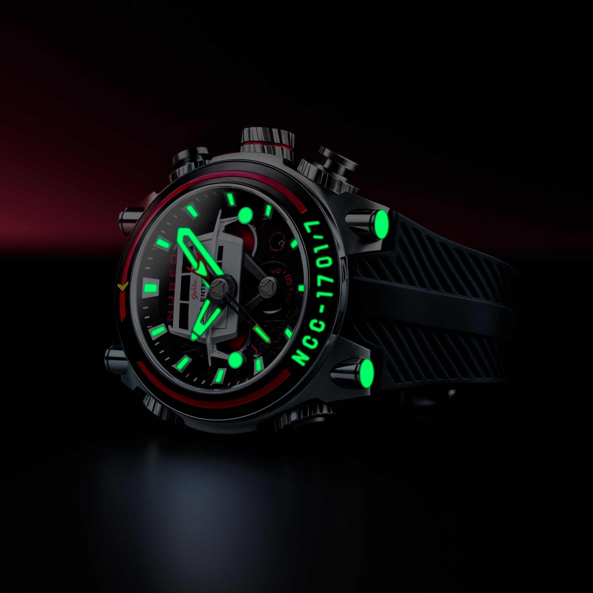 Nubeo Deimos Chronograph Star Trek Galileo Limited Edition Starship Black Men's Watch NB-6118-01