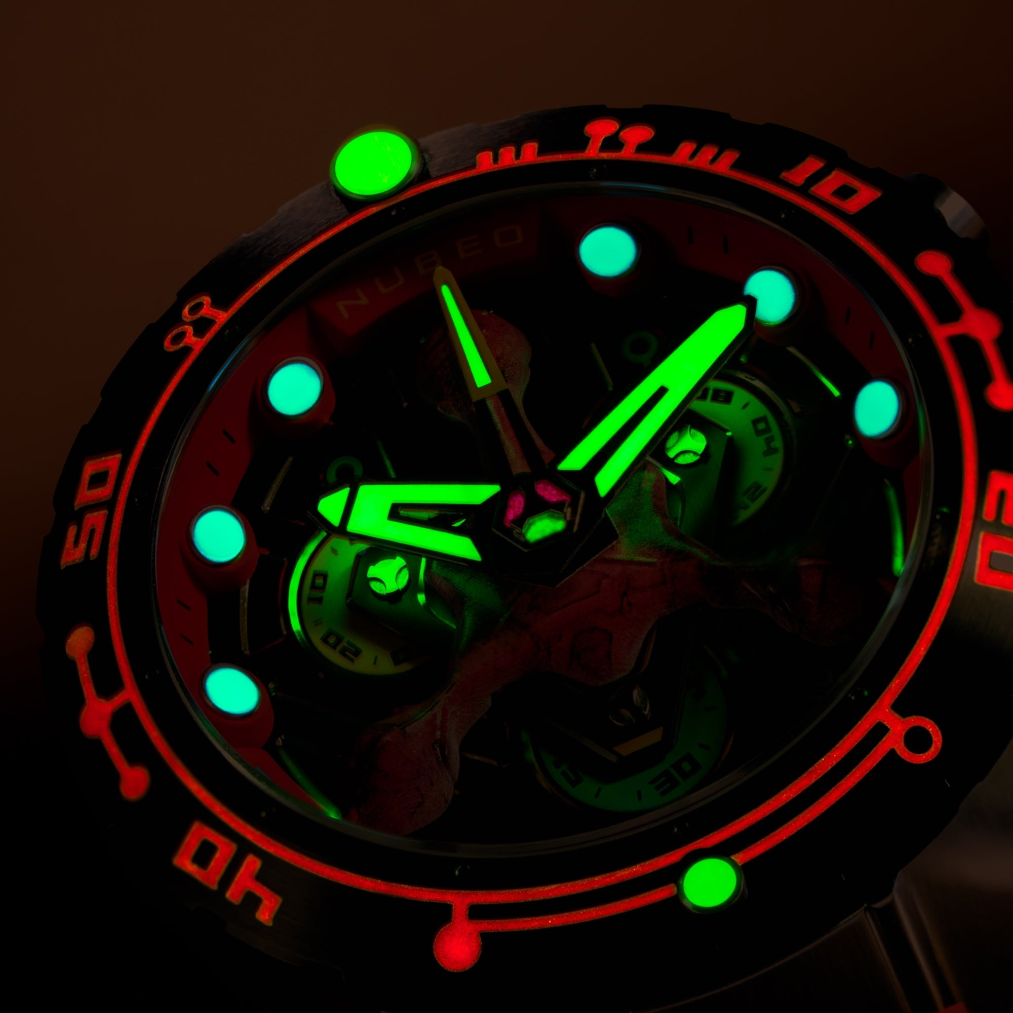 Nubeo Opportunity Chronograph Star Trek First Contact Day Limited Edition Vulcan Ember Men's Watch NB-6119-03
