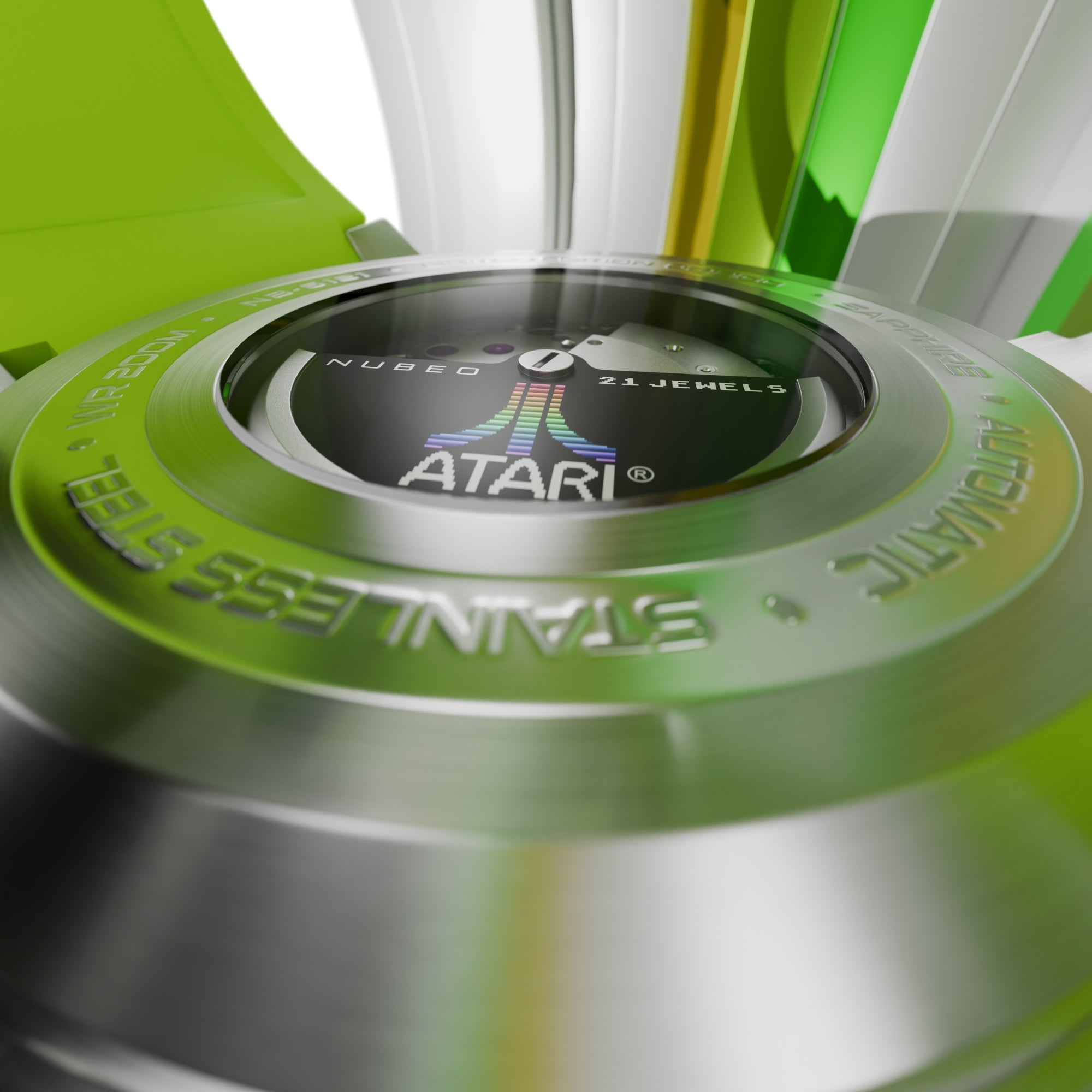 Nubeo Torrent Automatic Atari Rainbow Limited Edition Lime Spectrum Men's Watch NB-6121-01