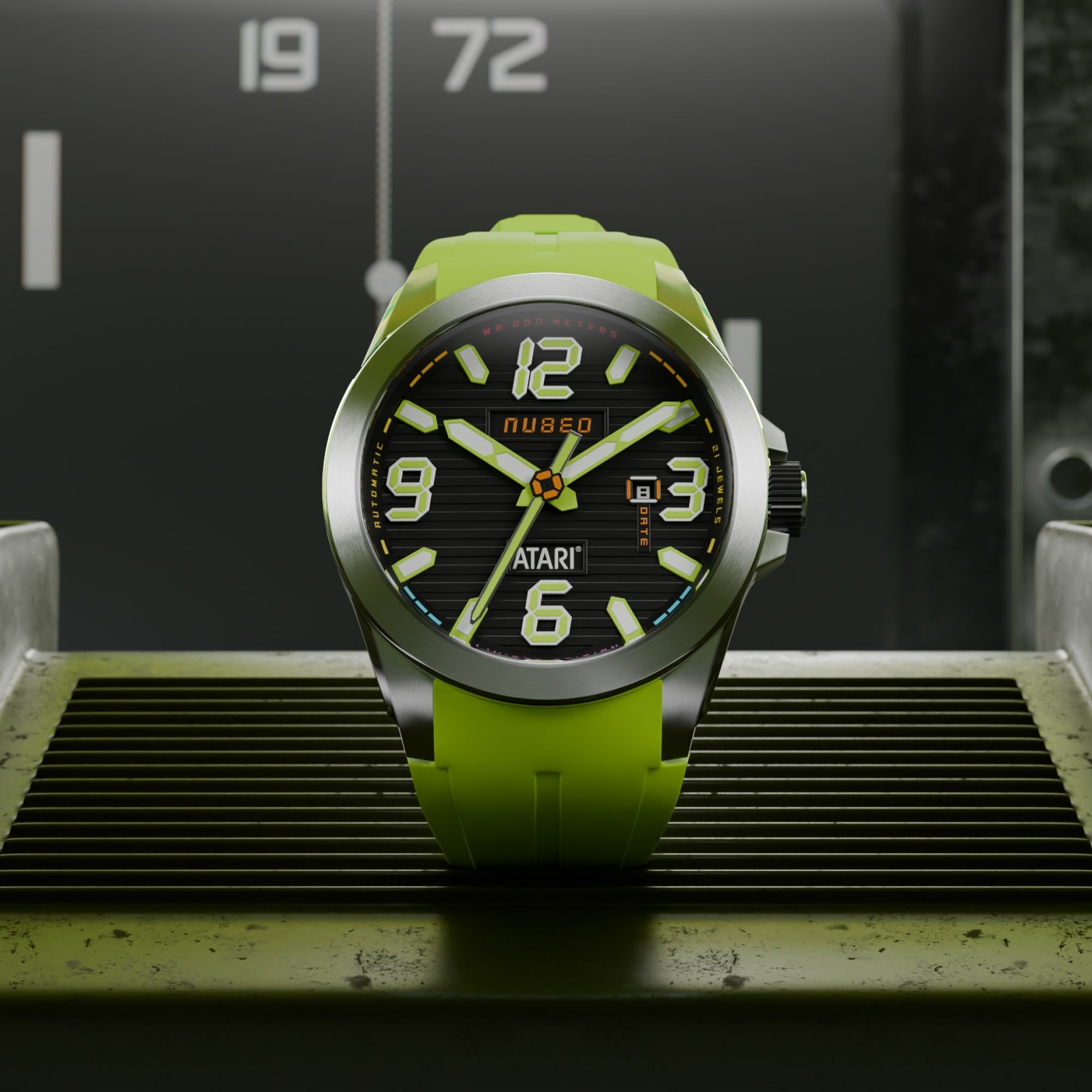 Nubeo Torrent Automatic Atari Rainbow Limited Edition Lime Spectrum Men's Watch NB-6121-01