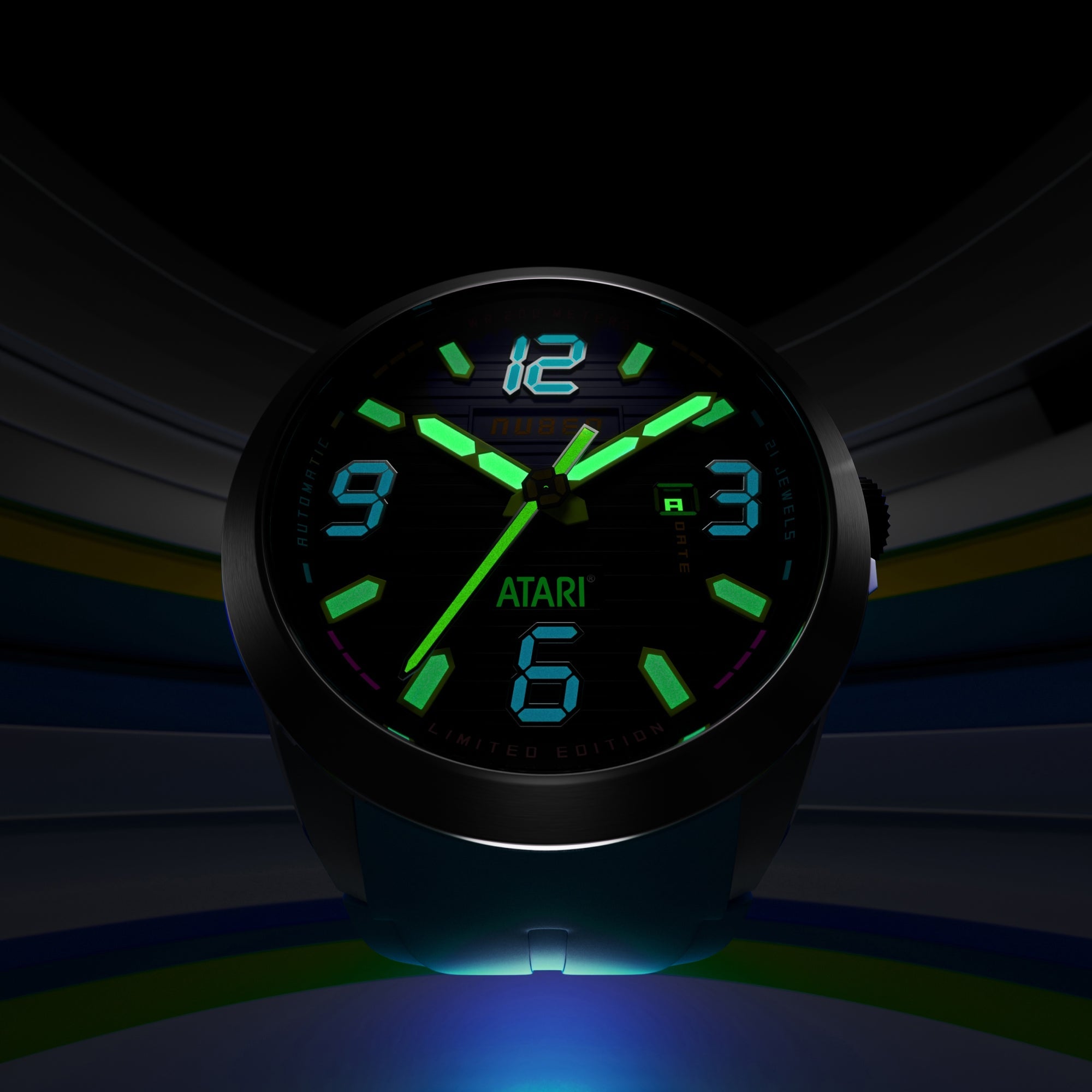 Nubeo Torrent Automatic Atari Rainbow Limited Edition Azure Arcade Men's Watch NB-6121-02