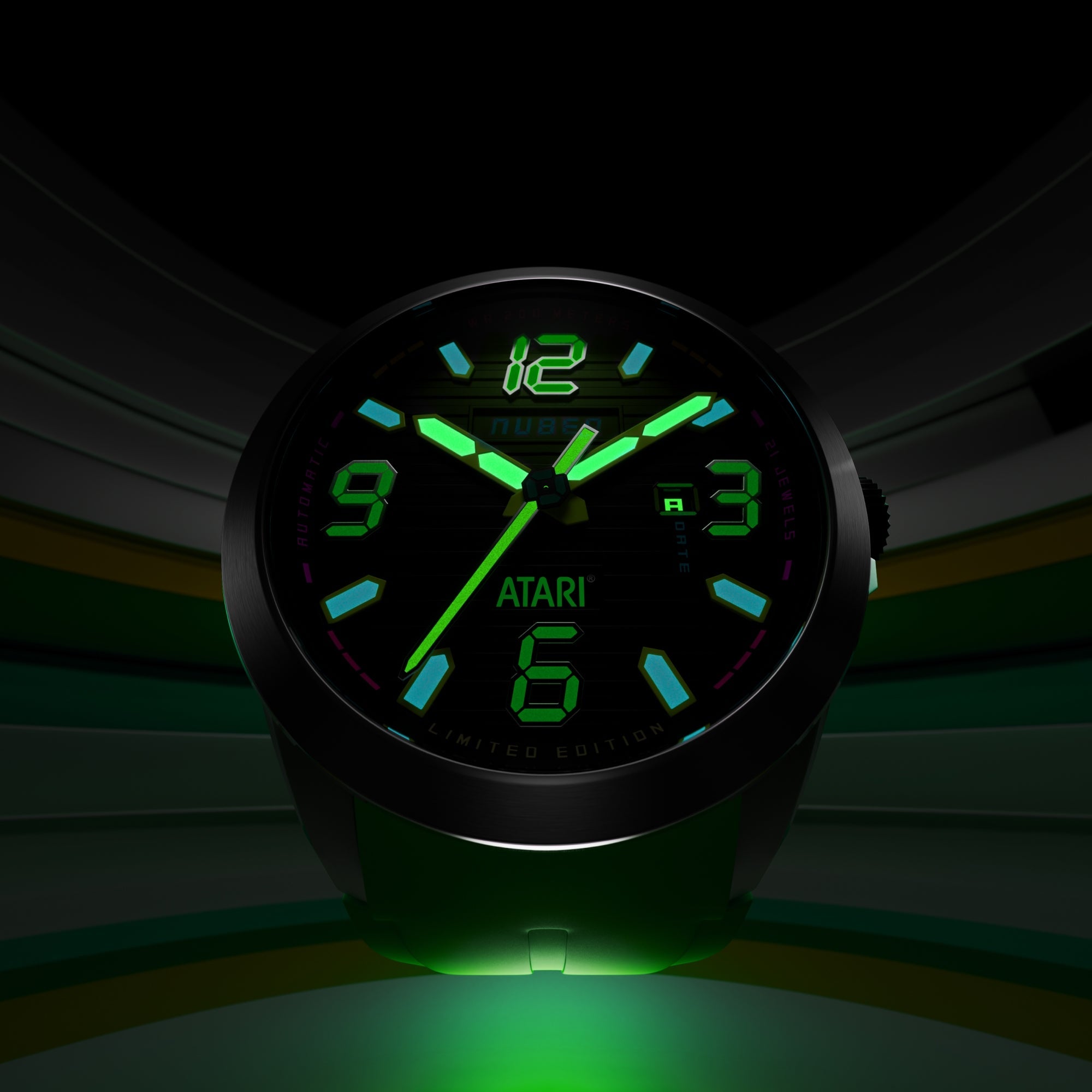 Nubeo Torrent Automatic Atari Rainbow Limited Edition Pine Pixel Men's Watch NB-6121-03