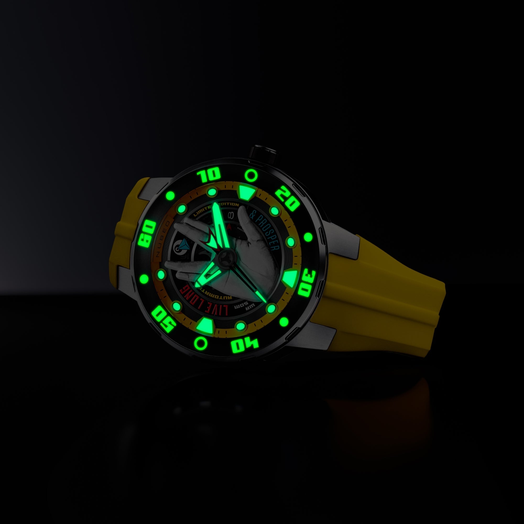 Nubeo Mariner Automatic Star Trek Live Long & Prosper Limited Edition Vulcan Yellow Men's Watch NB-6122-01