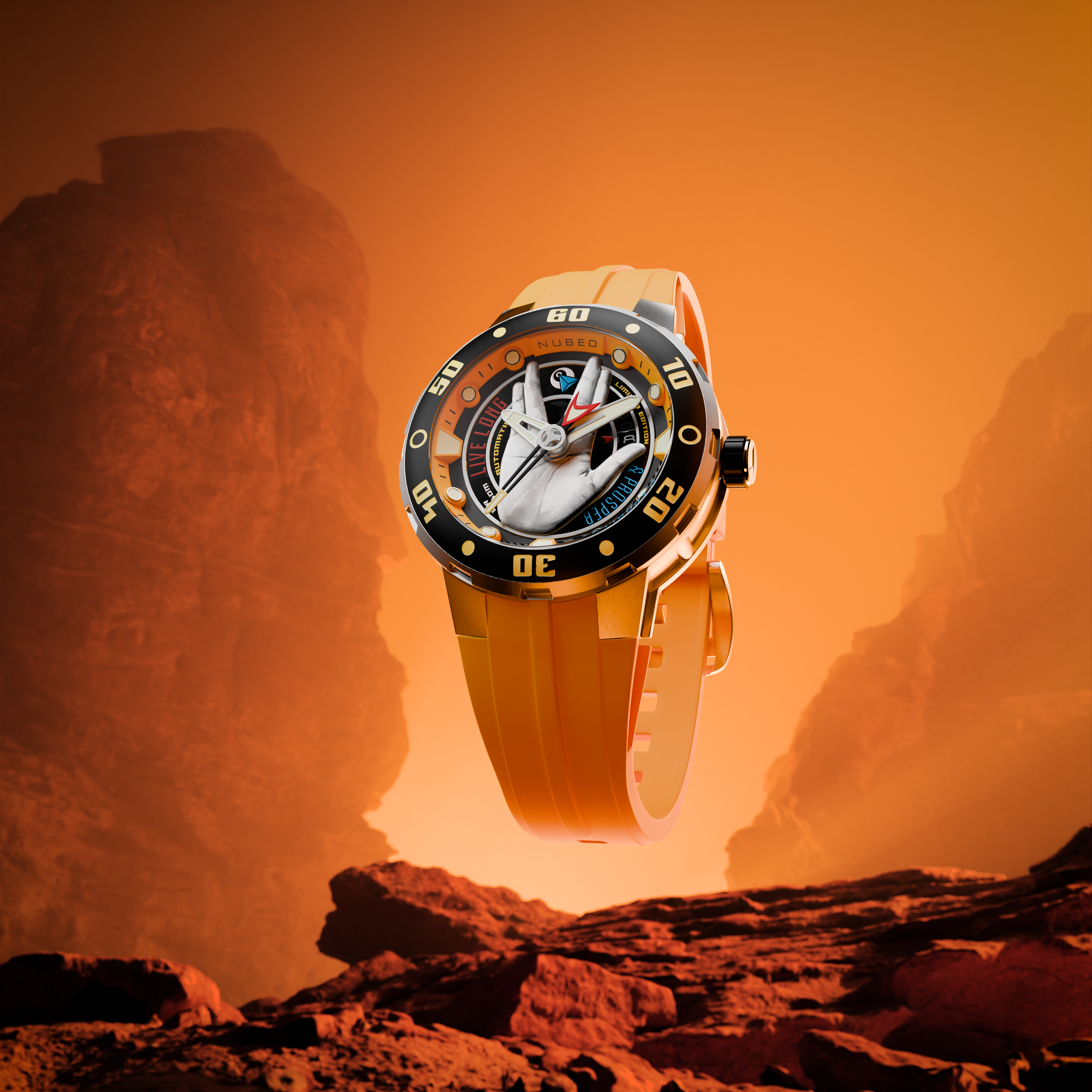 Nubeo Mariner Automatic Star Trek Live Long & Prosper Limited Edition Vulcan Yellow Men's Watch NB-6122-01