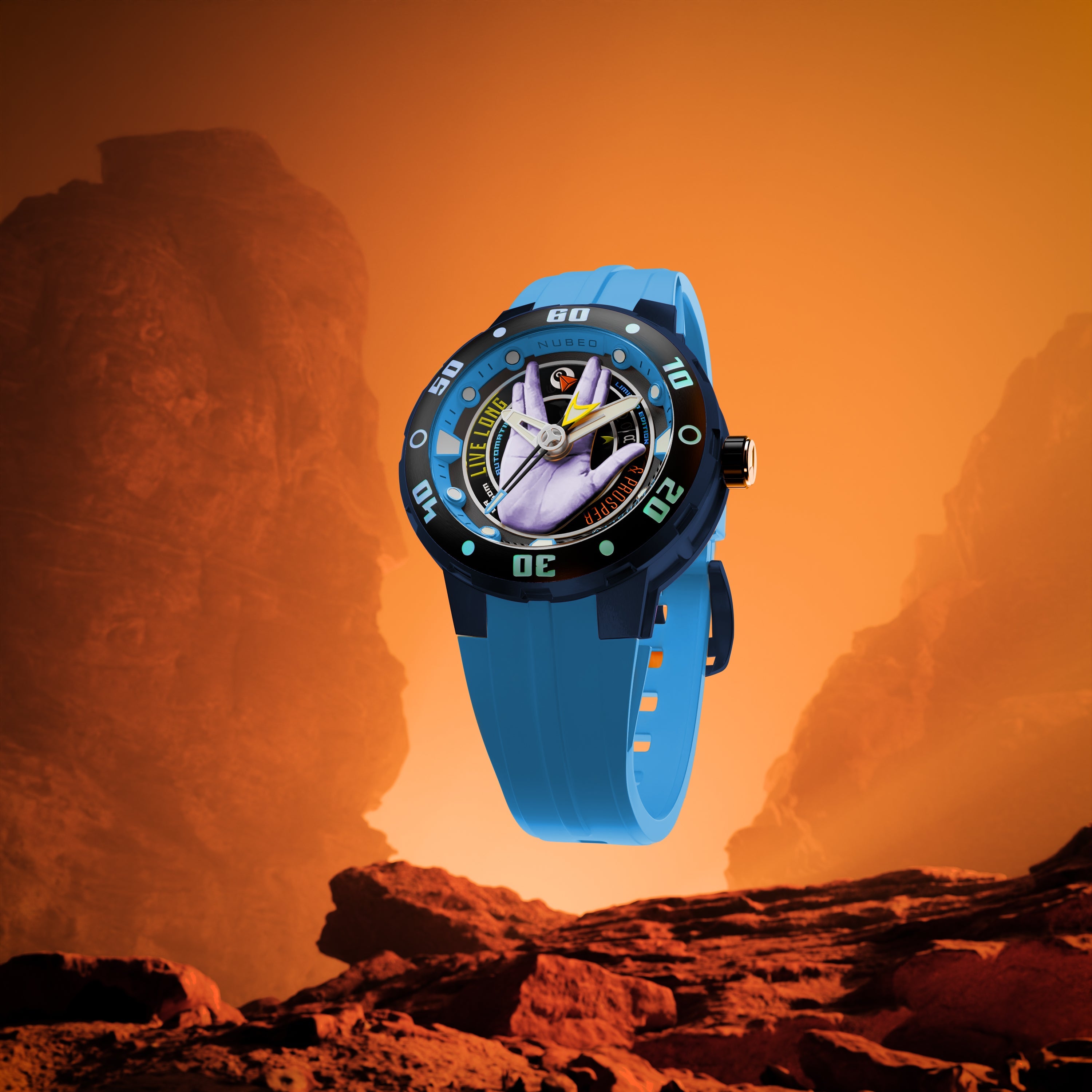 Nubeo Mariner Automatic Star Trek Live Long & Prosper Limited Edition Vulcan Blue Men's Watch NB-6122-02