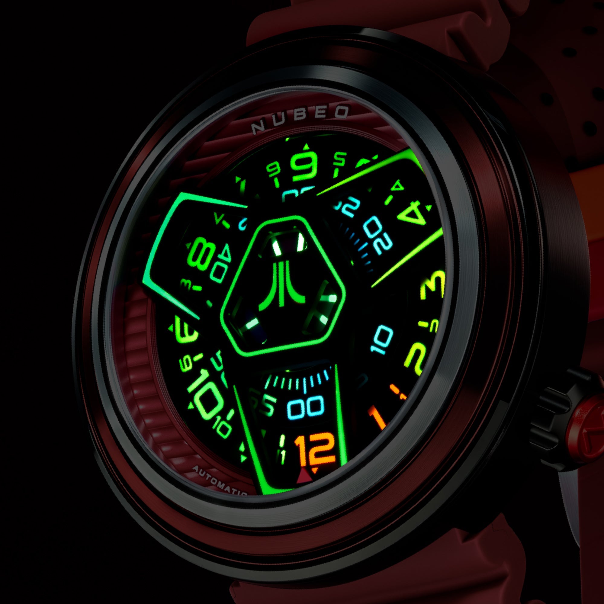 Nubeo Ventana Automatic Atari Retro Gamer Limited Edition Scarlet Synth Men's Watch NB-6125-03