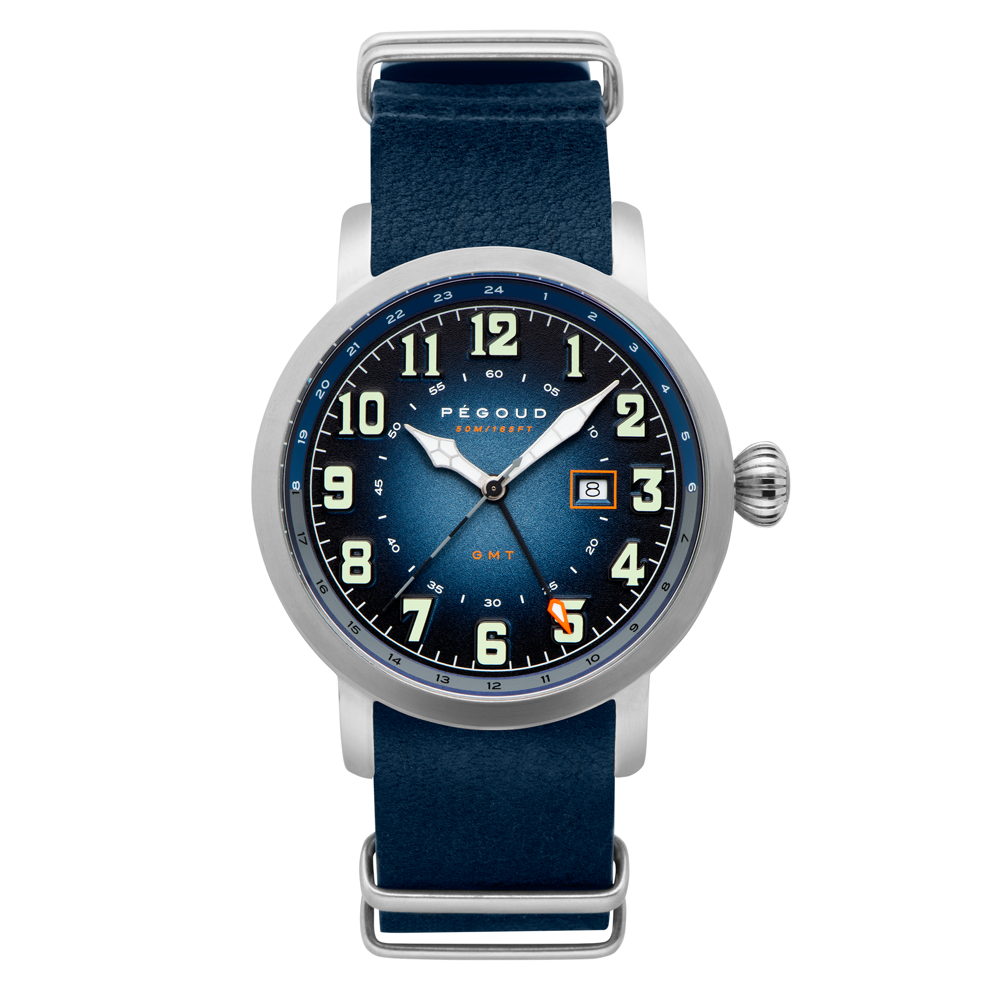 PEGOUD Pegoud Premiere GMT Swiss Parts Quartz Men's Fumme Blue Watch PG-9005-01
