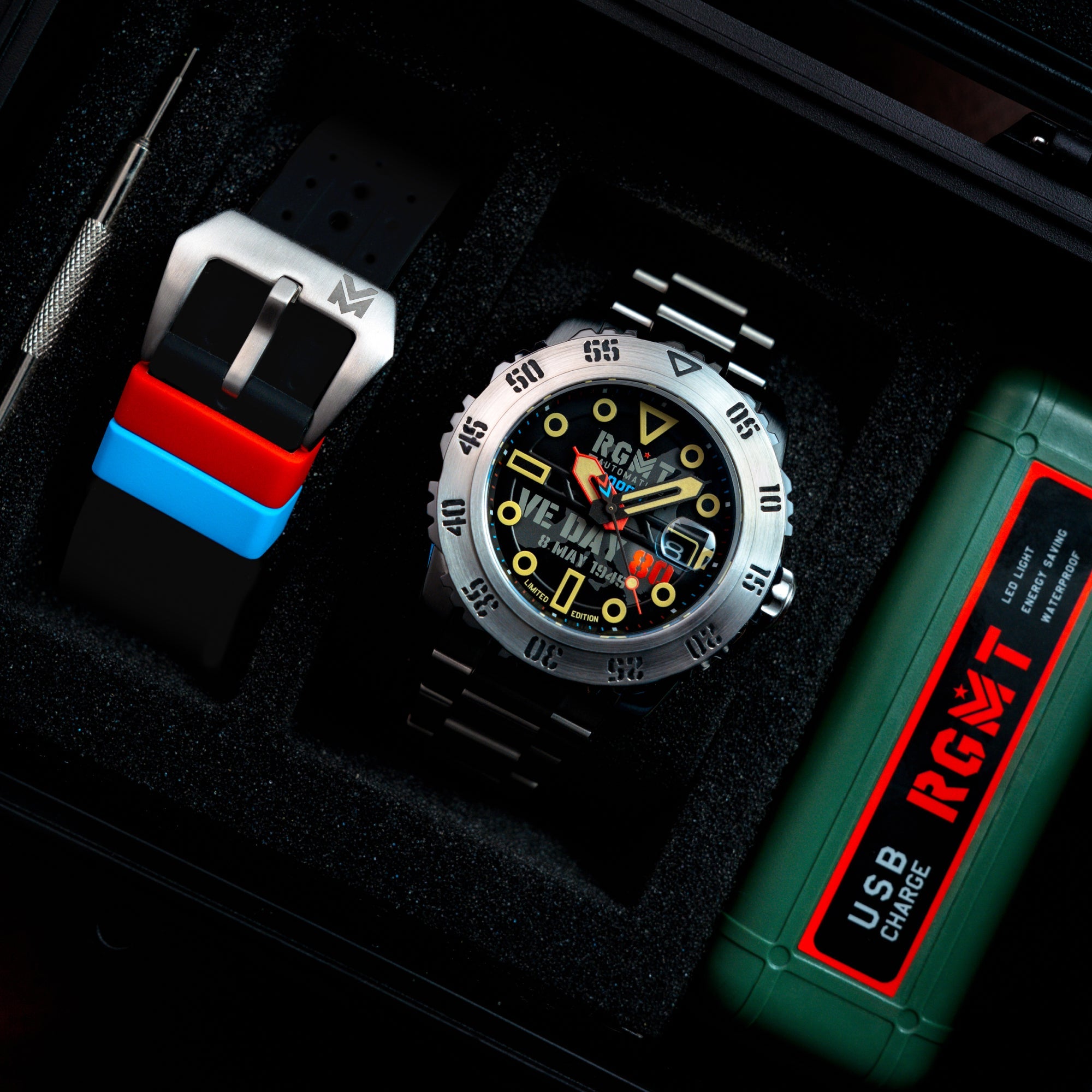 RGMT RGMT Ohio Automatic VE-Day 80TH Limited Edition Victory Black Men's Watch RG-8034-0M