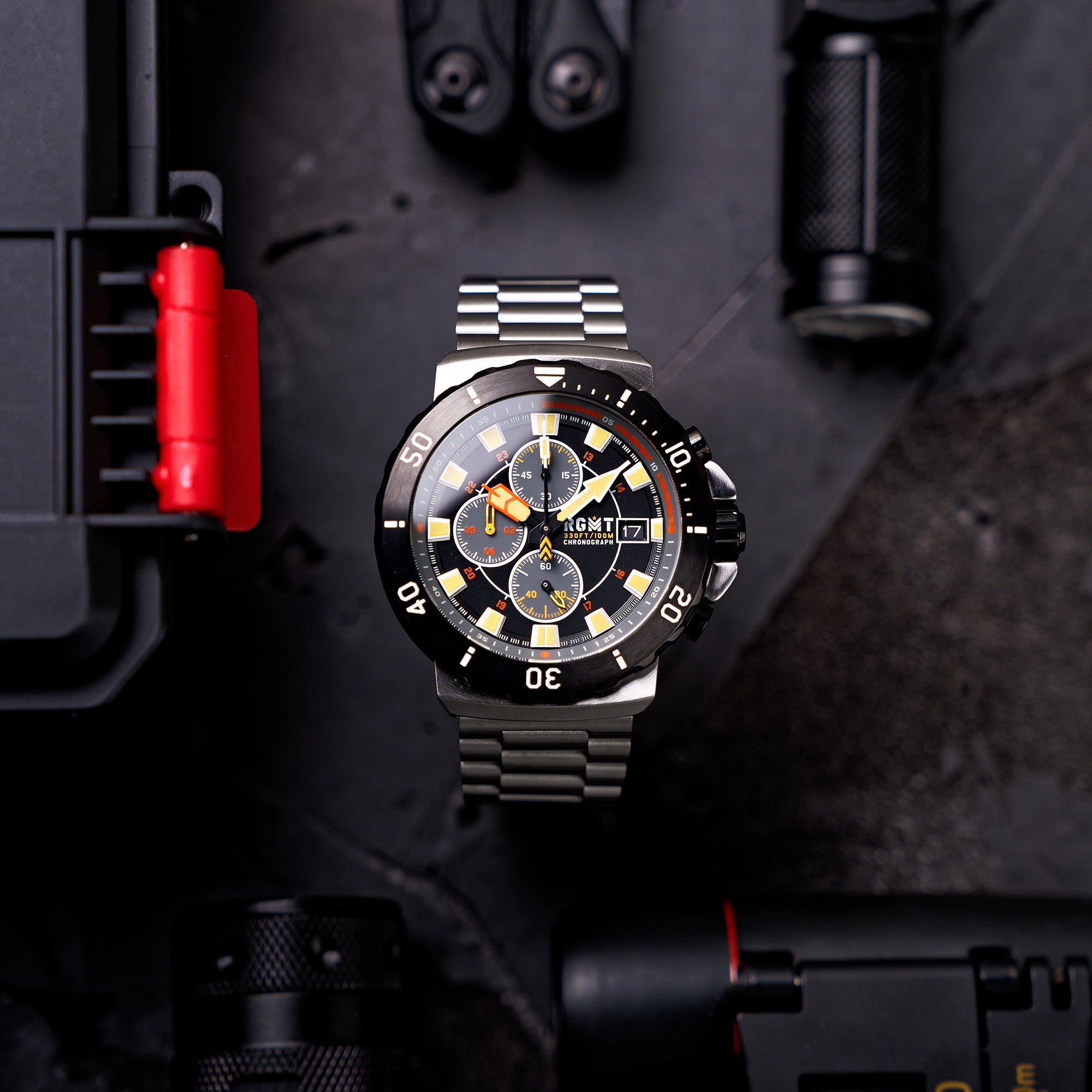 RGMT RGMT Men's Midnight Black Trench Chronograph Watch RG-8058-11