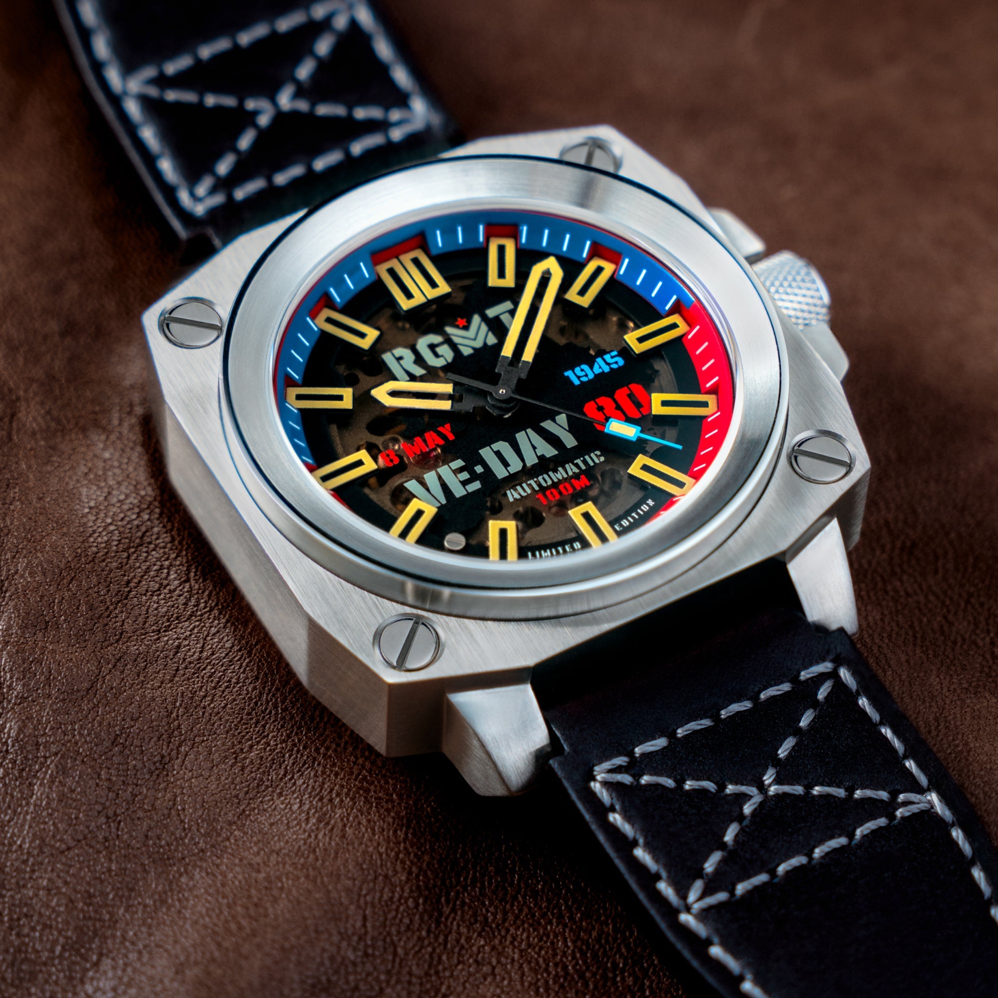 RGMT RGMT Altimeter Skeleton Automatic VE-Day 80TH Limiited Edition Freedom Black Men's Watch RG-8064-07