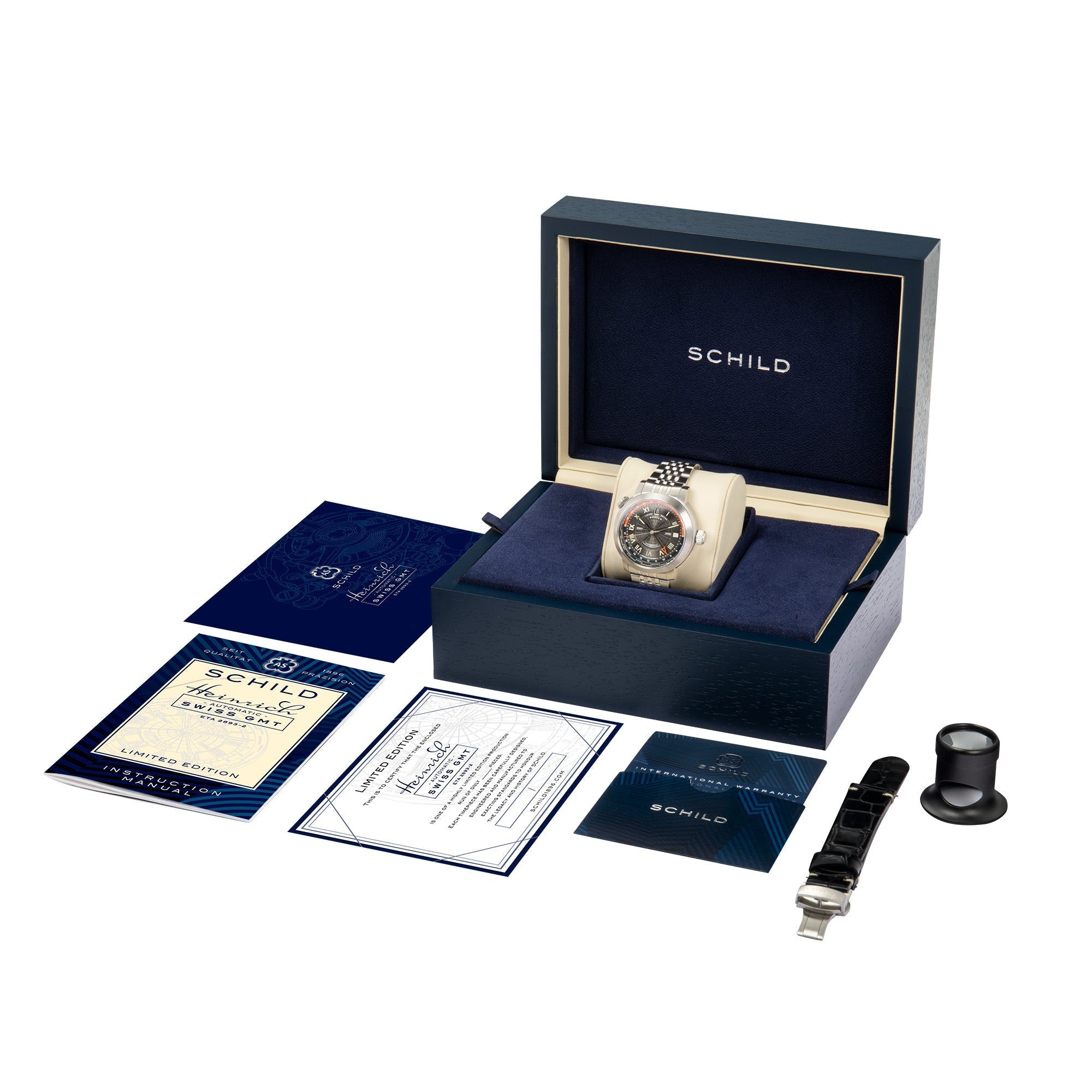 SCHILD Schild Heinrich Swiss automatic GMT Dusky Silver Men's Watch SC-1004-22-D (Damaged Packaging)