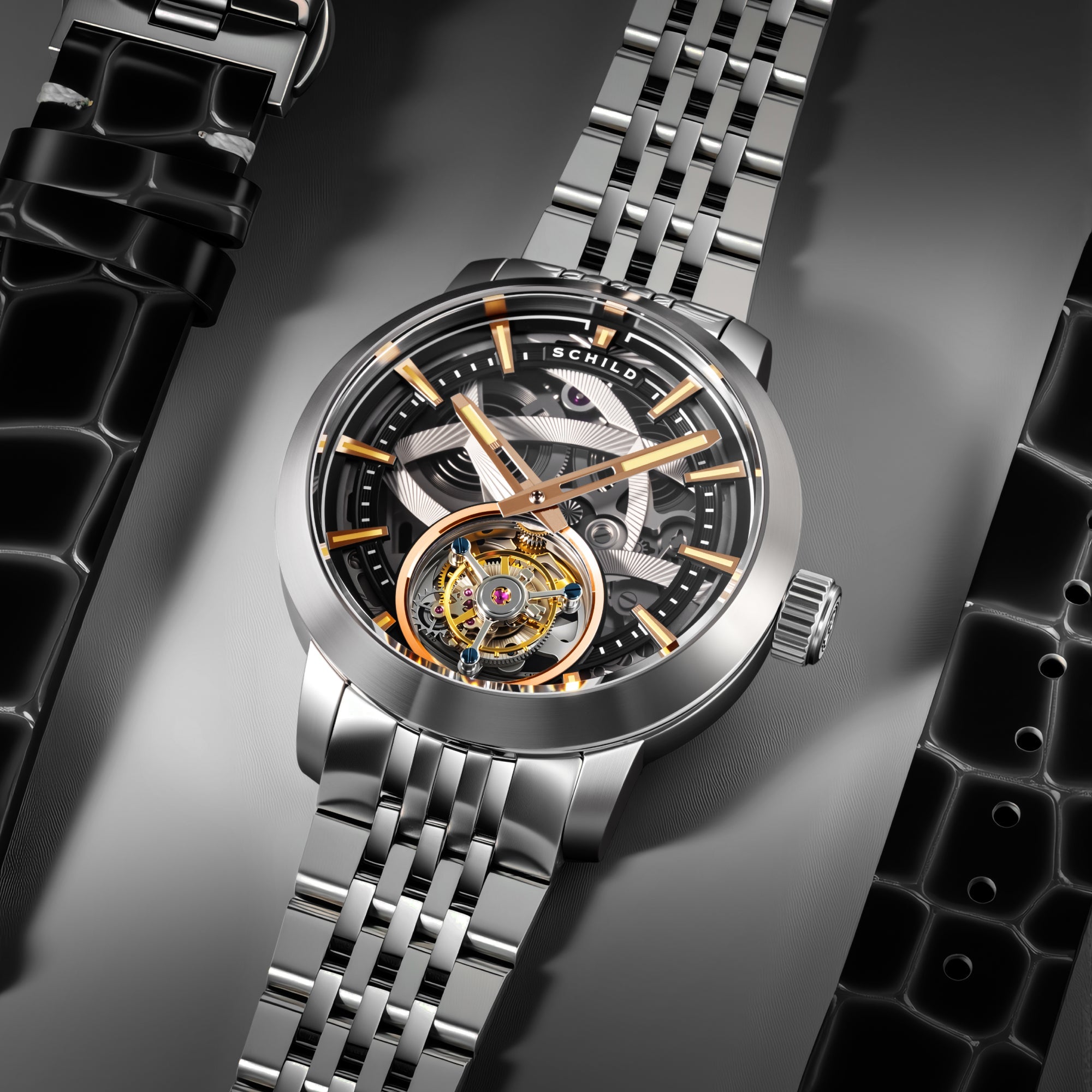 Schild Heinrich Tourbillon Limited Edition Noir Gold Men's Watch SC-1006-BB