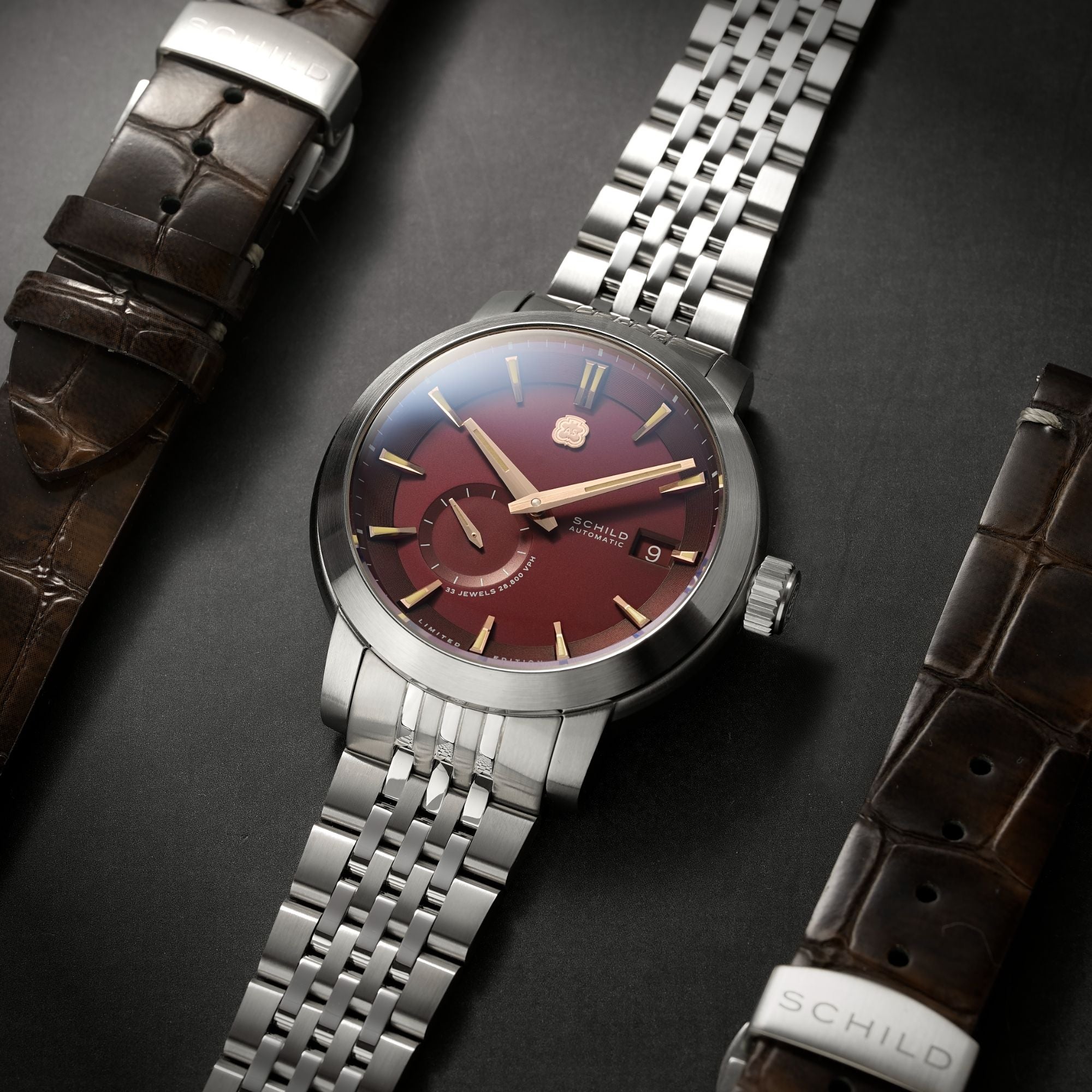 SCHILD Schild Heinrich Micro Rotor Automatic Limited Edition Cabernet Red Men's Watch SC-1017-33