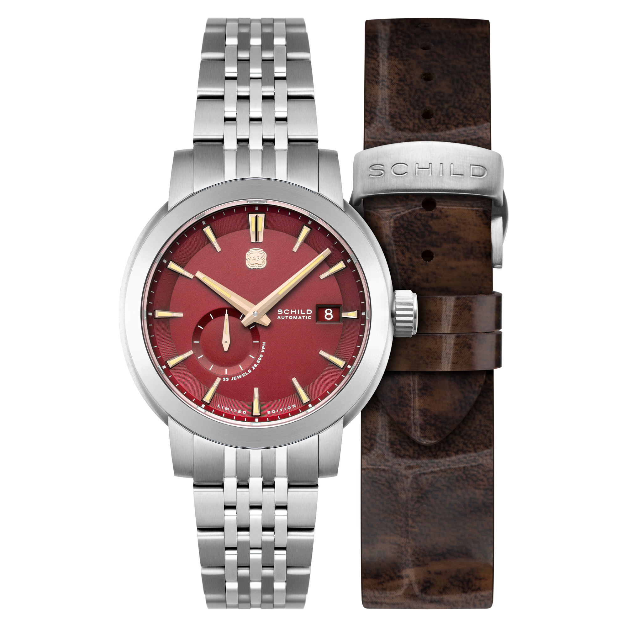 SCHILD Schild Heinrich Micro Rotor Automatic Limited Edition Cabernet Red Men's Watch SC-1017-33
