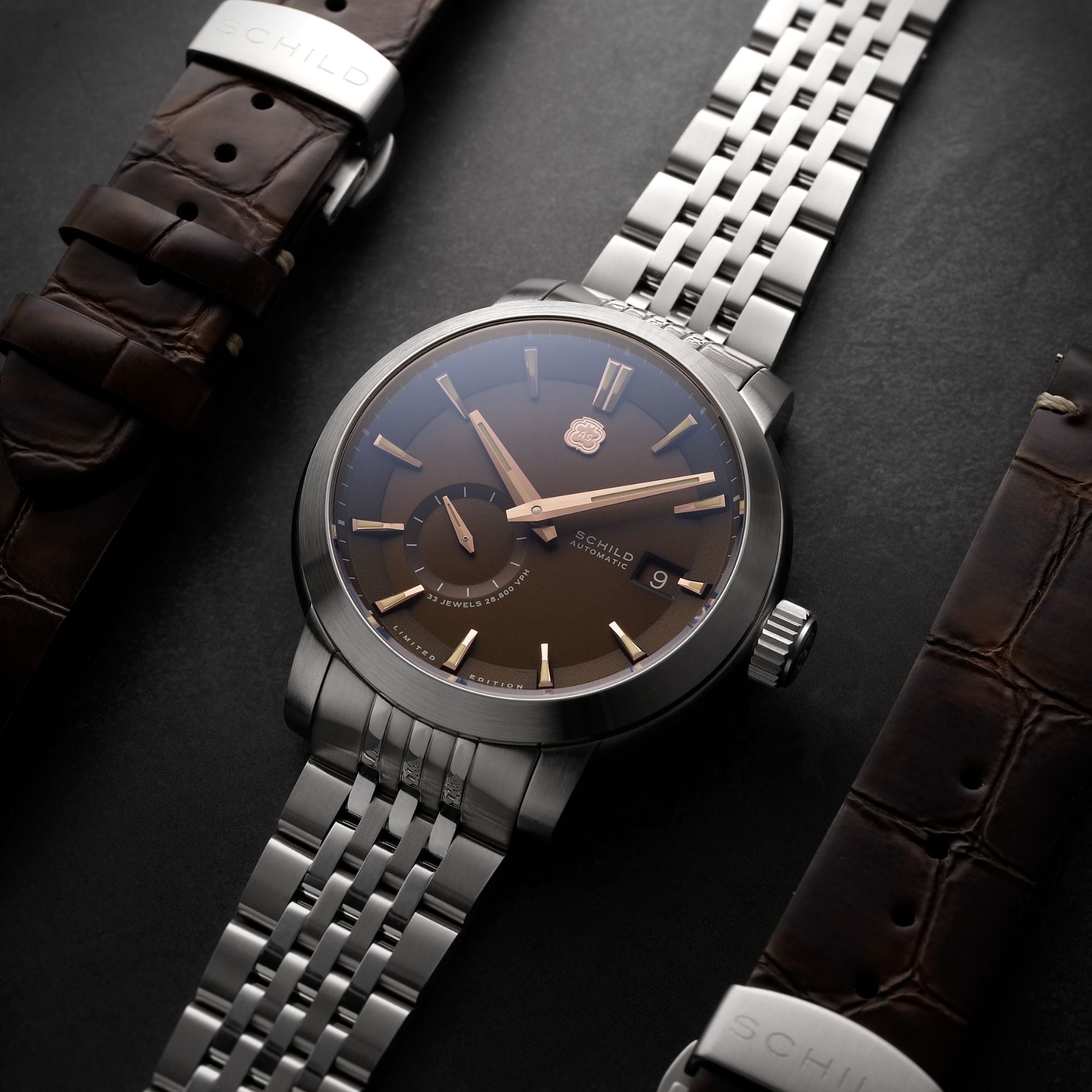 SCHILD Schild Heinrich Micro Rotor Automatic Limited Edition Chocolate Brown Men's Watch SC-1017-77