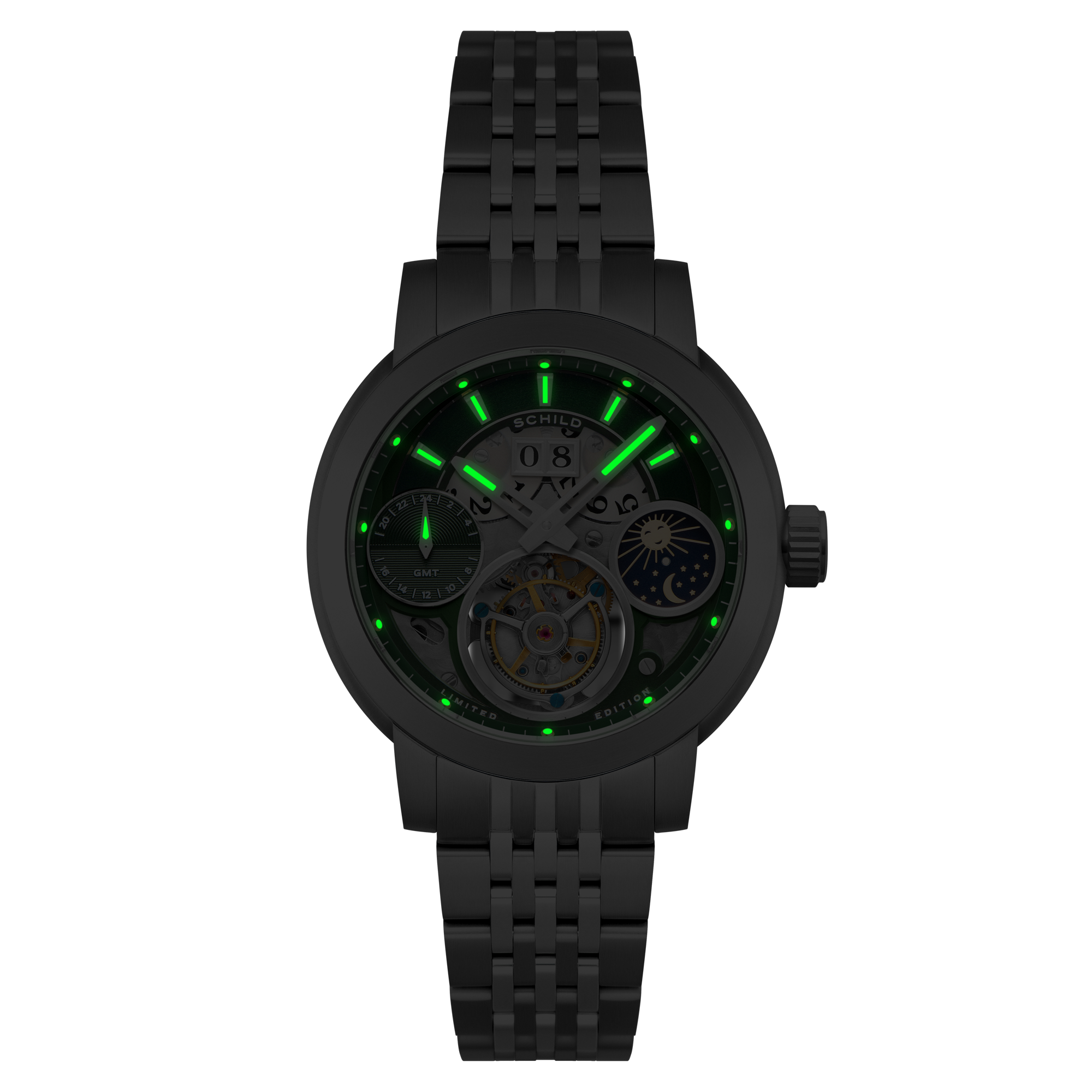Schild Heinrich Gmt Moonphase Tourbillon Limited Edition Jade Green Men's Watch SC-1018-55