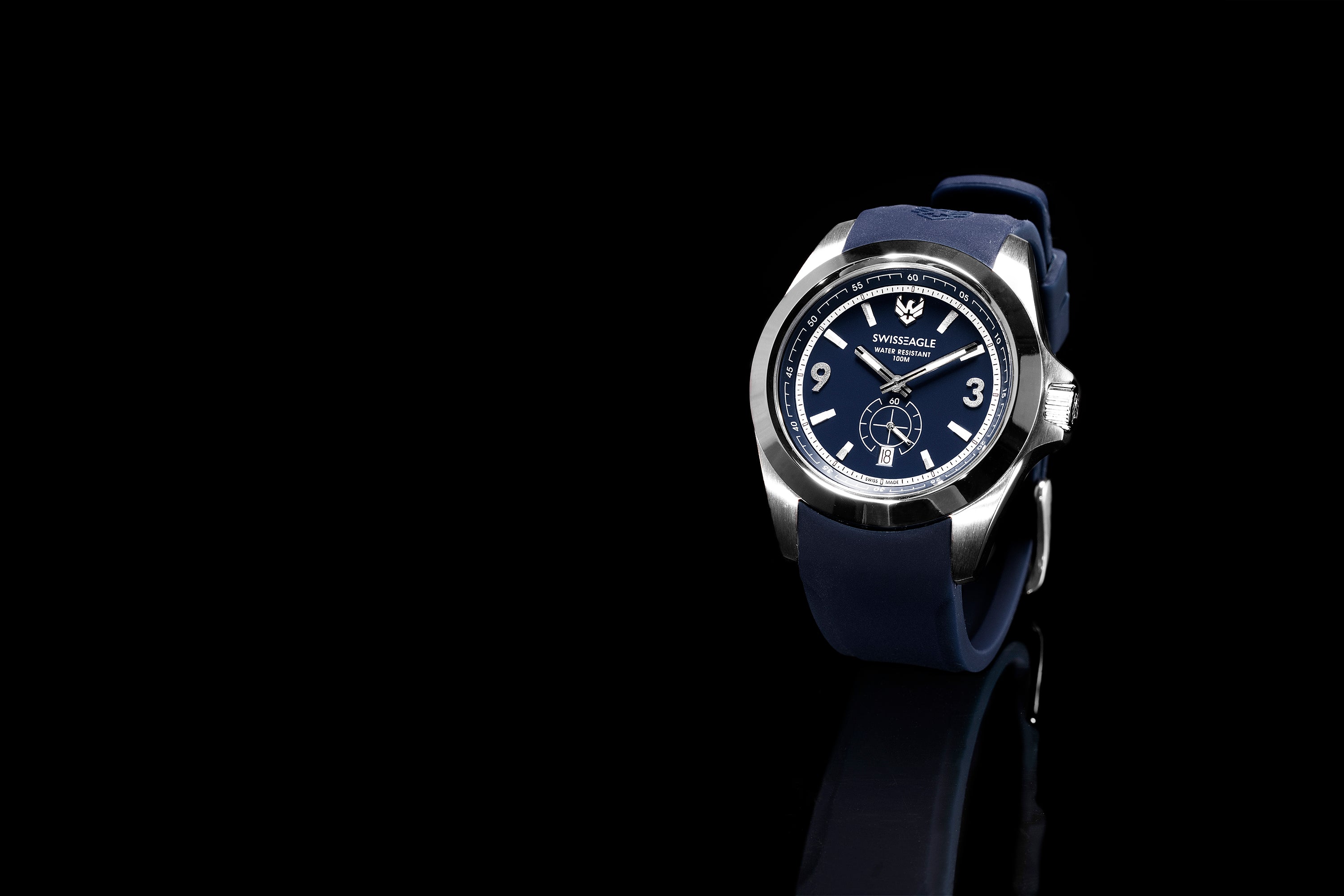 SWISS EAGLE Swiss Eagle Dufaux Blue 2 Hand Date Subdial Second Display Men's Watch SE-9064-02