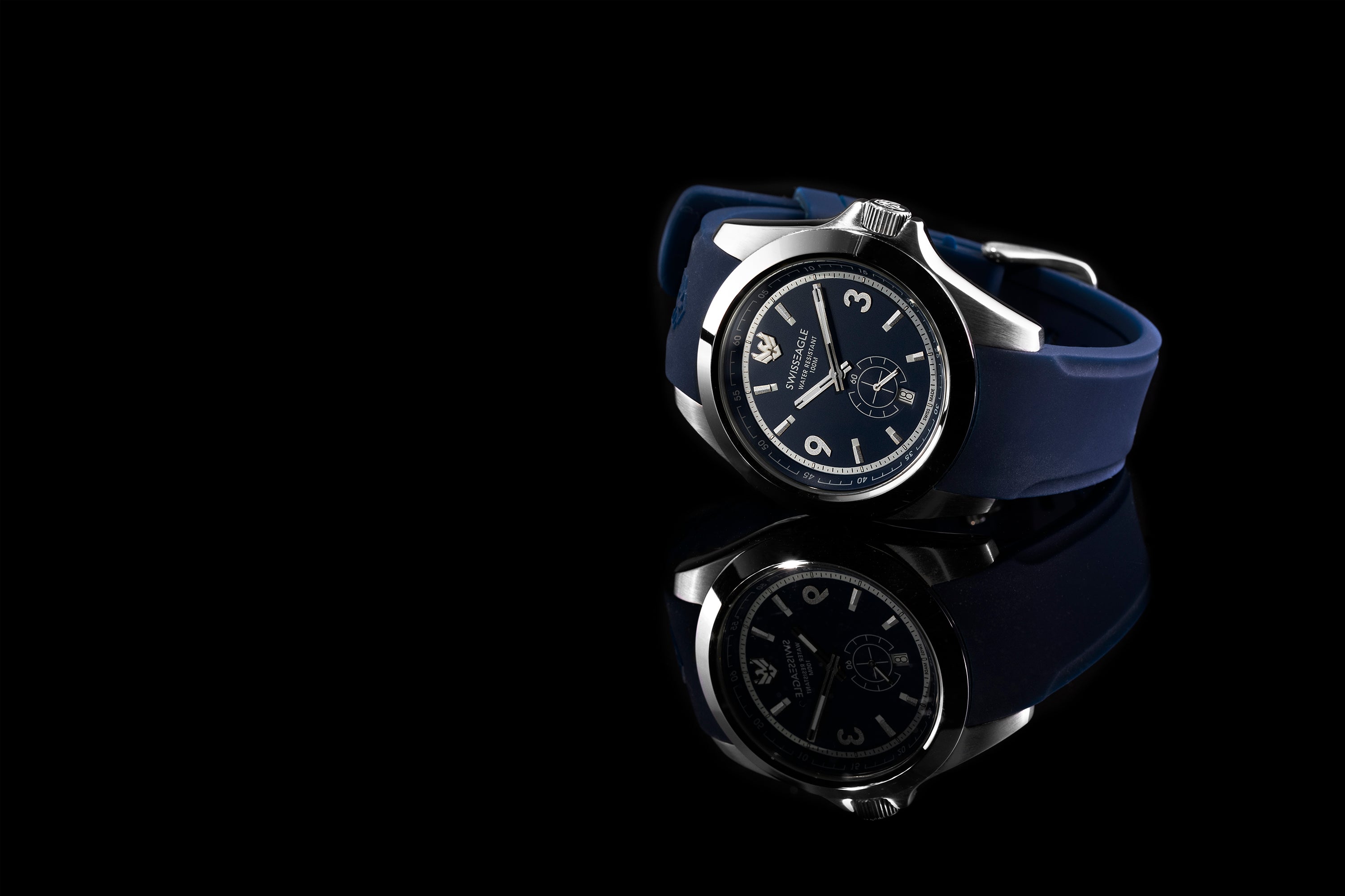 SWISS EAGLE Swiss Eagle Dufaux Blue 2 Hand Date Subdial Second Display Men's Watch SE-9064-02