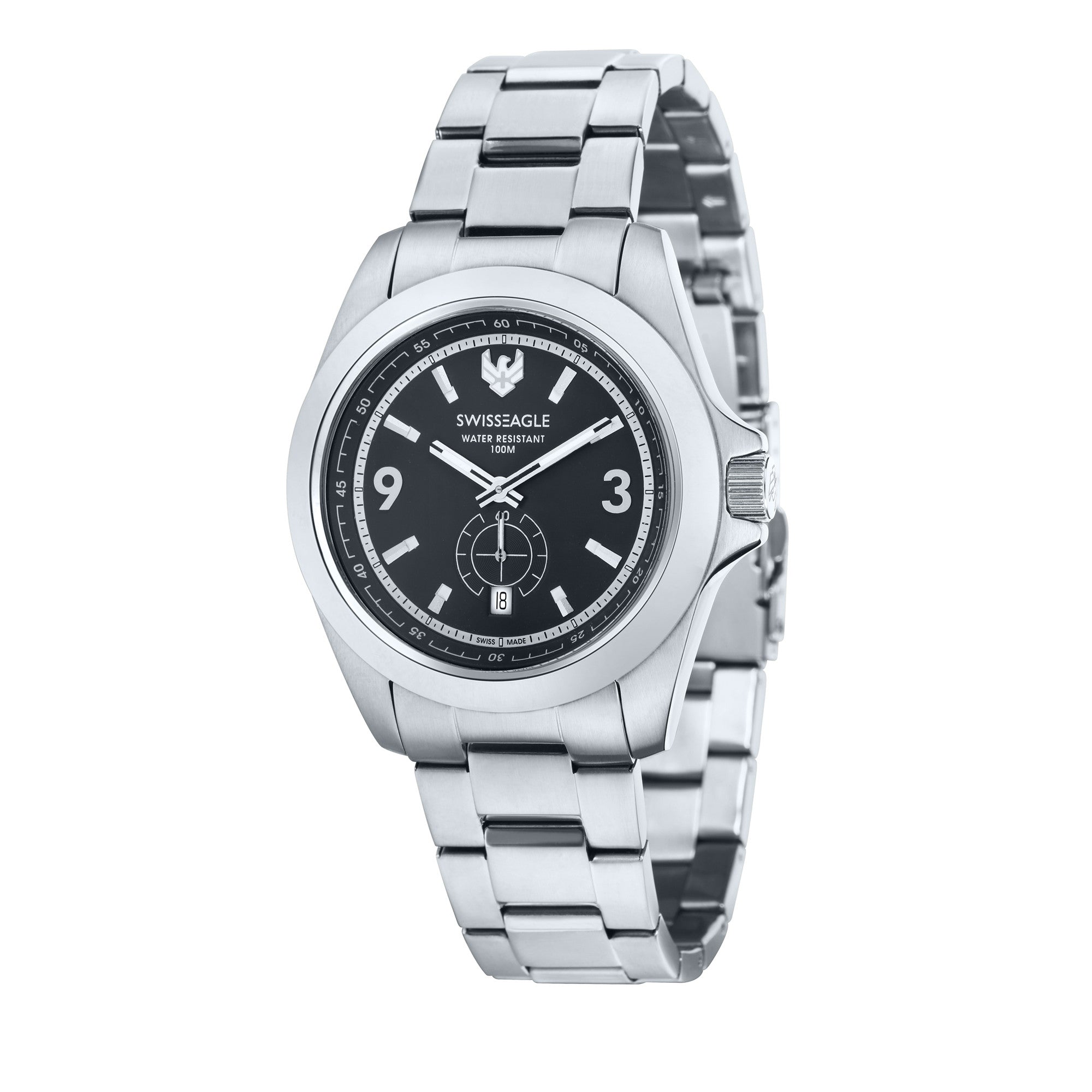 SWISS EAGLE Swiss Eagle Dufaux Black 2 Hand Date Subdial Second Display Men's Watch SE-9064-11