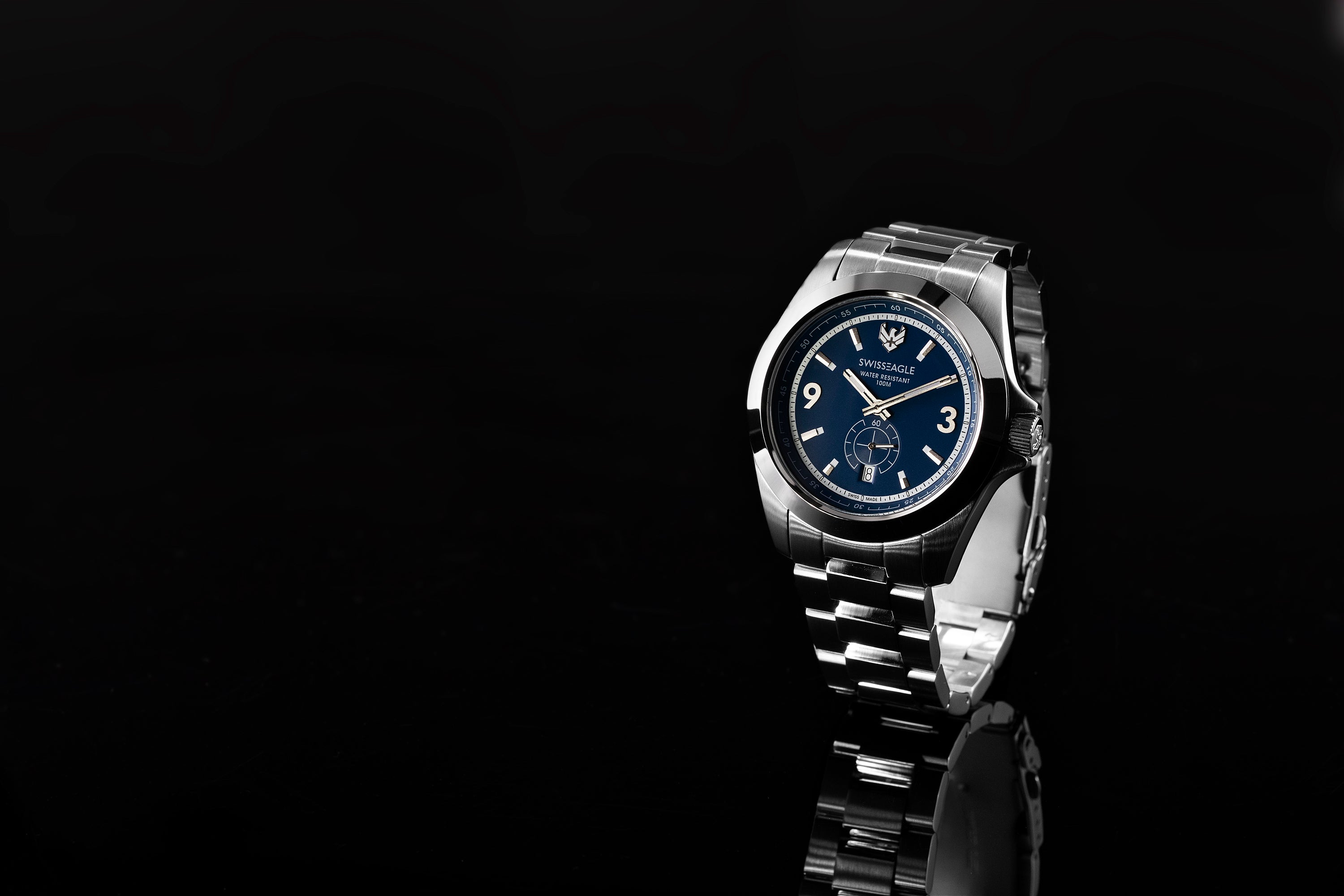 SWISS EAGLE Swiss Eagle Dufaux Blue 2 Hand Date Subdial Second Display Men's Watch SE-9064-33