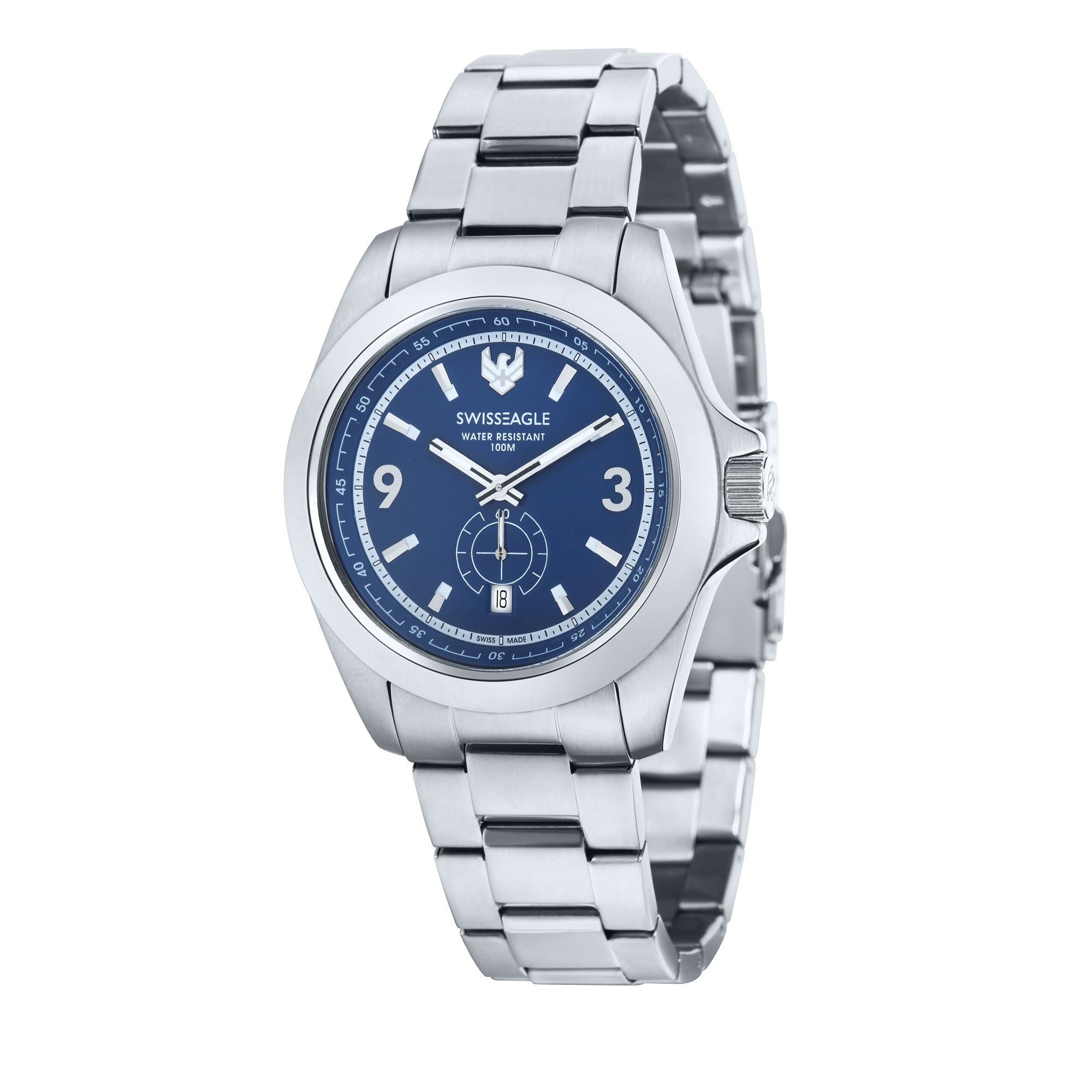 SWISS EAGLE Swiss Eagle Dufaux Blue 2 Hand Date Subdial Second Display Men's Watch SE-9064-33