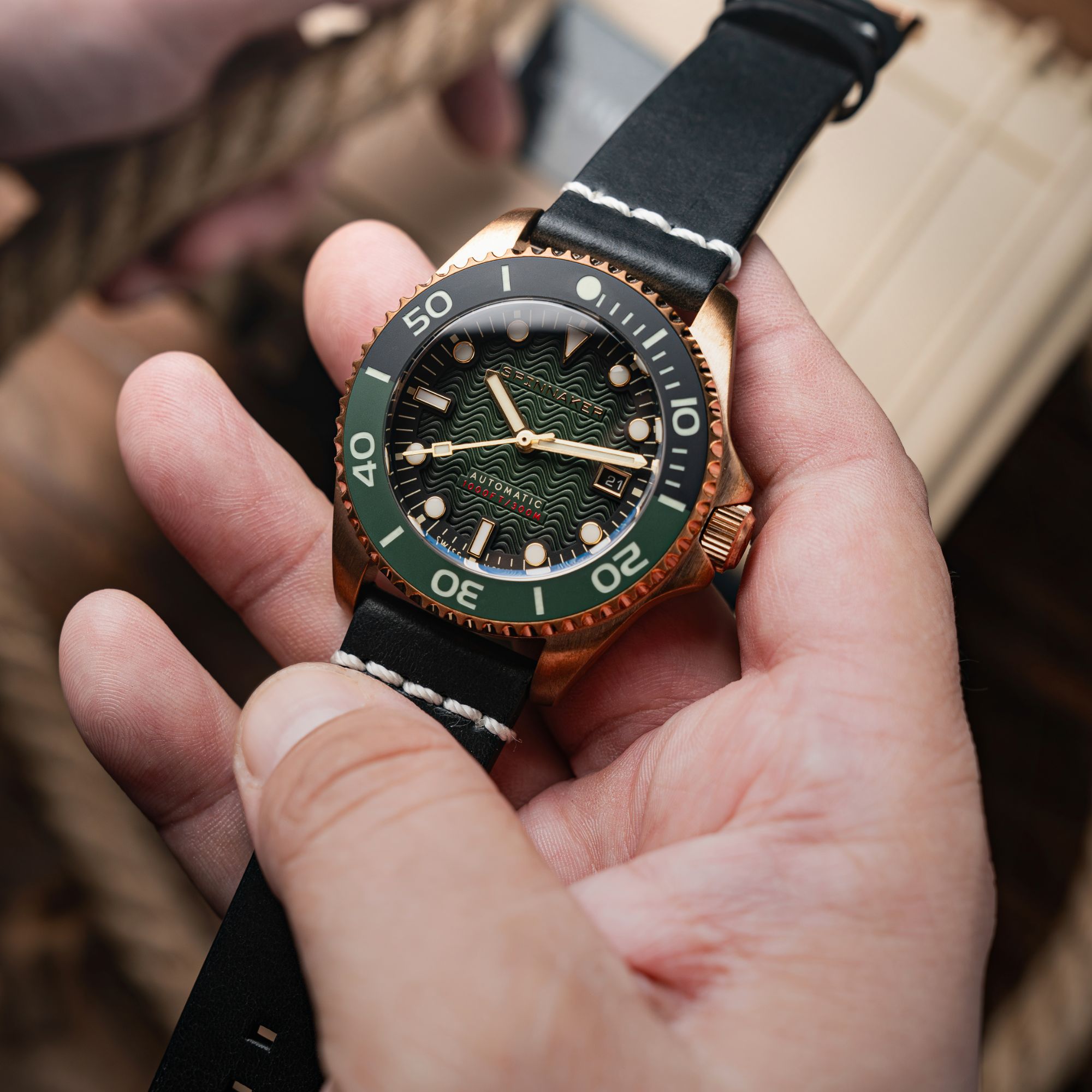 SPINNAKER Spinnaker Tesei Bronze Swiss Automatic Forest Green Men's Watch SP-5060-0B