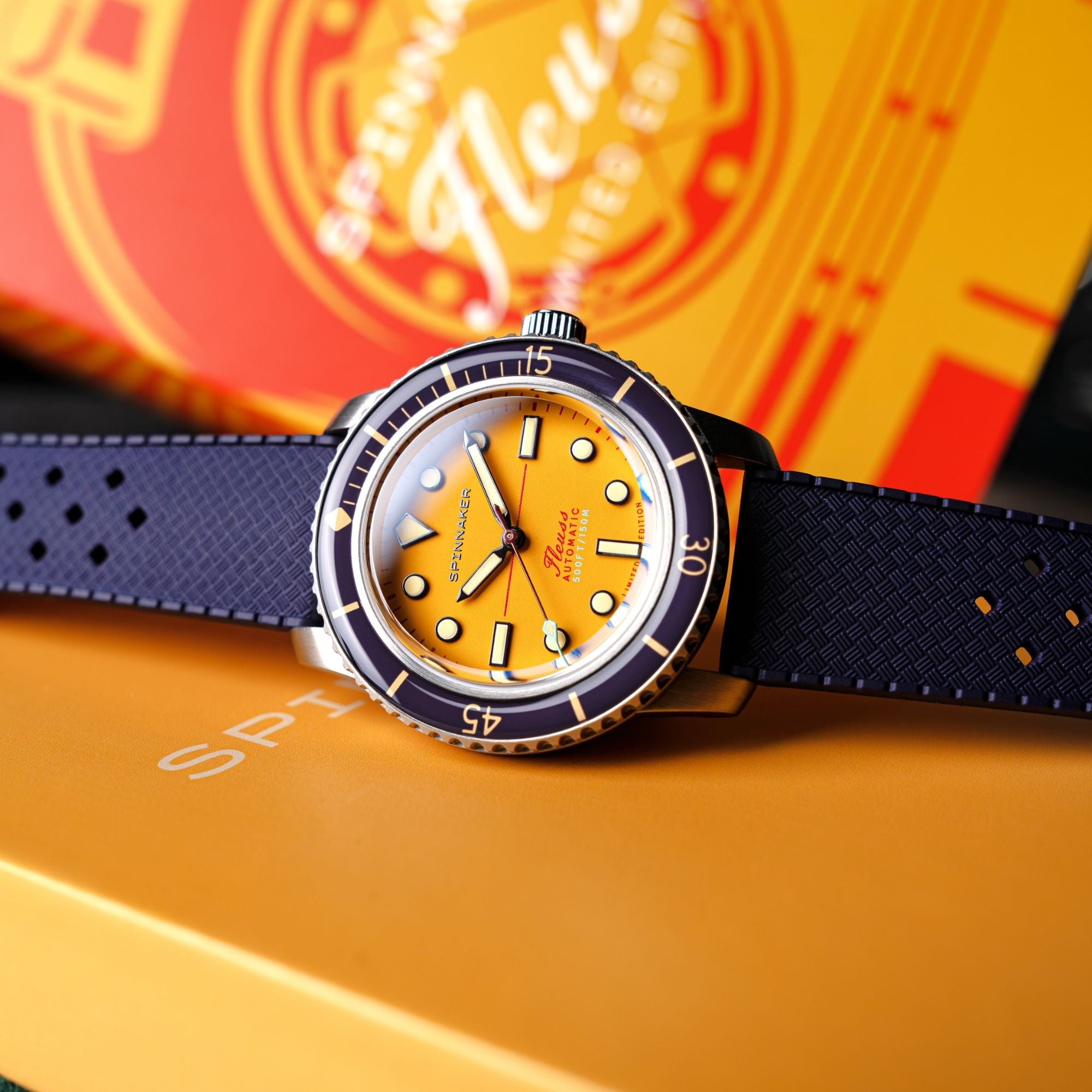 SPINNAKER Spinnaker Fleuss 40 Automatic 145TH Limited Edition Mustard Yellow Men's Watch SP-5133-55