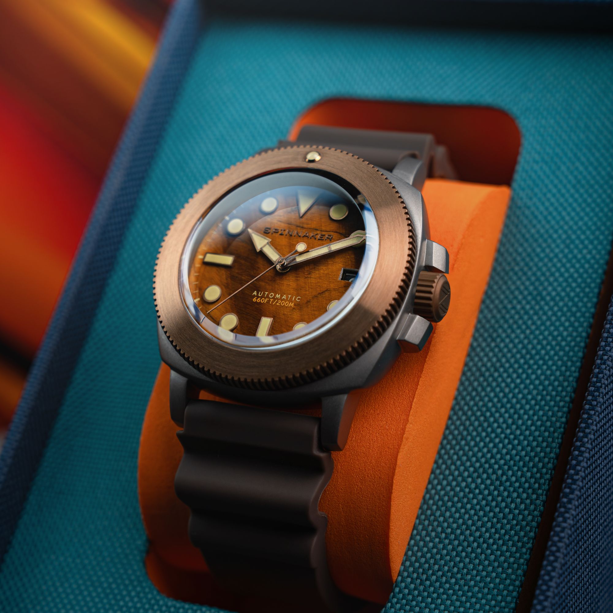 SPINNAKER Spinnaker Hull Titanium Bronze Automatic Lapidary Limited Edition Brown Tiger Eye Men's Watch SP-5145-01
