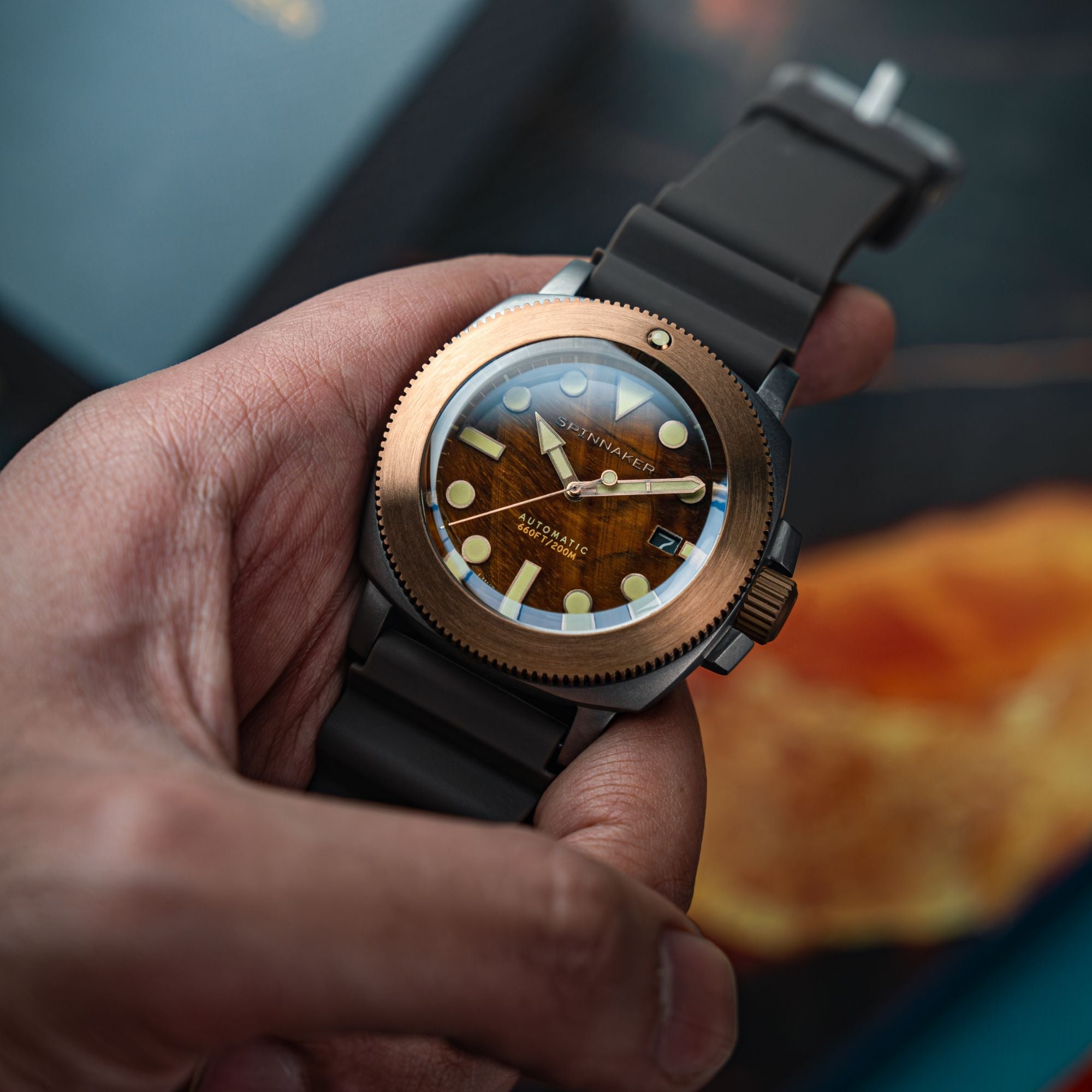SPINNAKER Spinnaker Hull Titanium Bronze Automatic Lapidary Limited Edition Brown Tiger Eye Men's Watch SP-5145-01