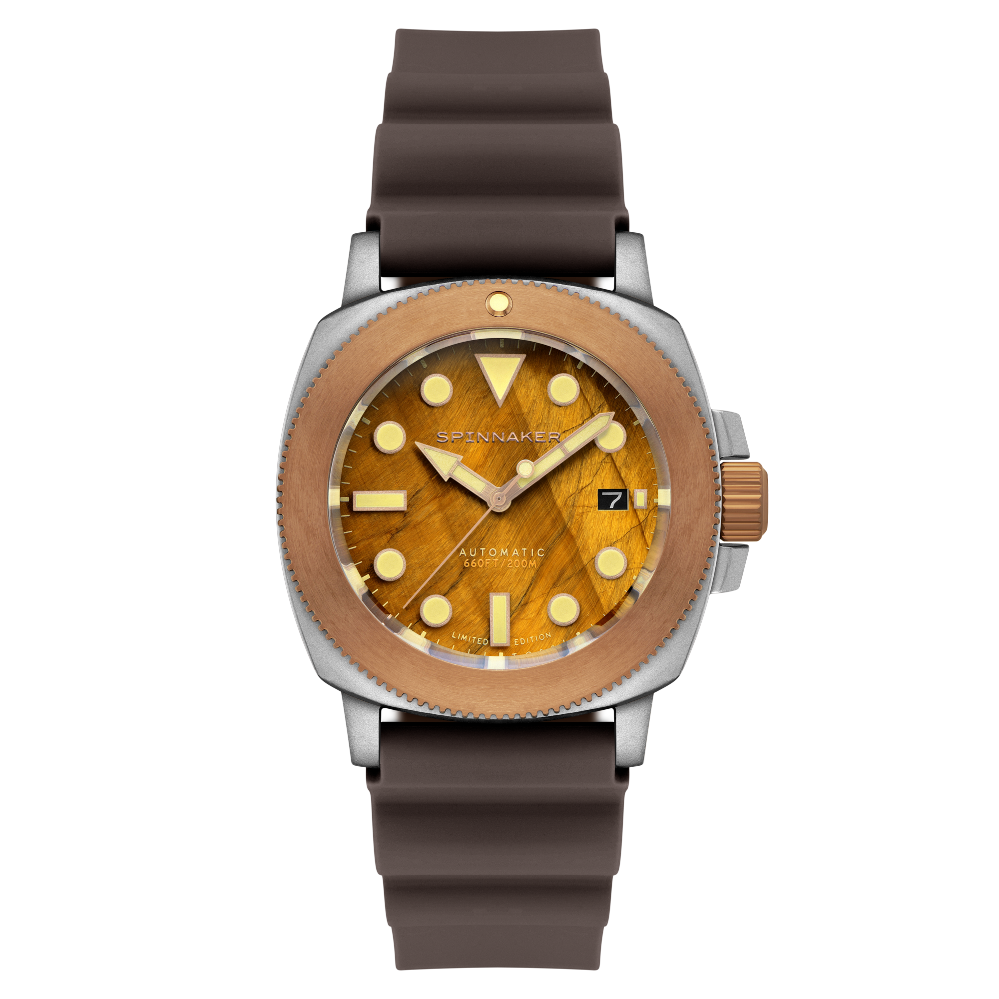 SPINNAKER Spinnaker Hull Titanium Bronze Automatic Lapidary Limited Edition Brown Tiger Eye Men's Watch SP-5145-01