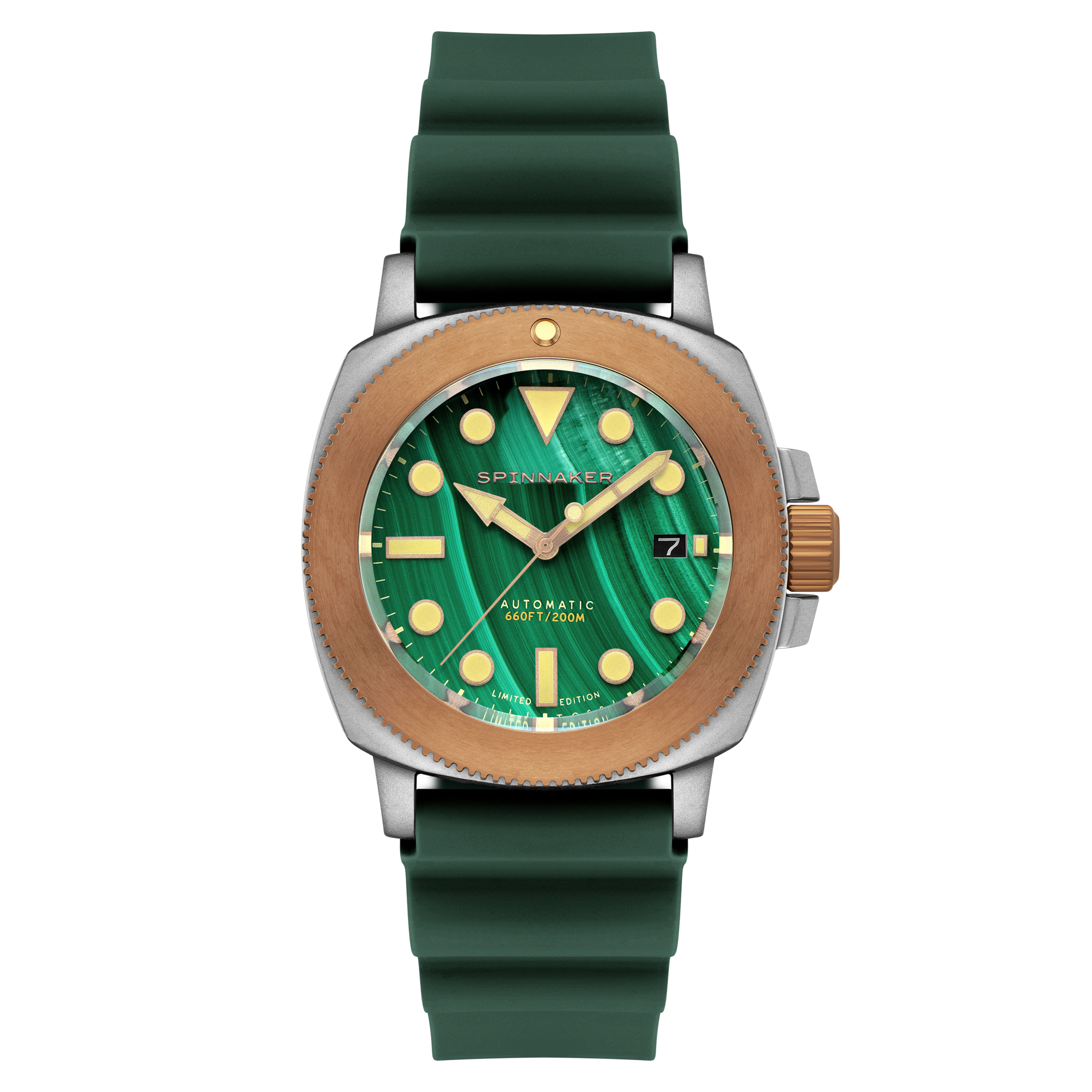 SPINNAKER Spinnaker Hull Titanium Bronze Automatic Lapidary Limited Edition Green Malachite Men's Watch SP-5145-02