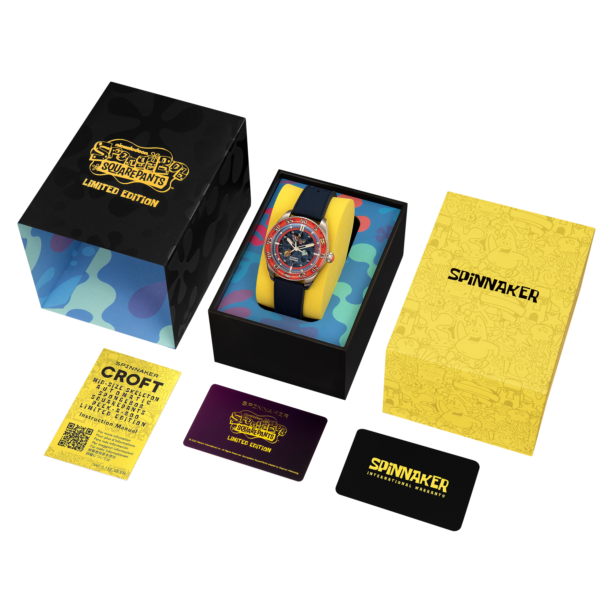 SPINNAKER Spinnaker Croft Mid-Size Skeleton Automatic Spongebob Squarepants Peek-A-Boo Limited Edition Dollar Diver Men's Watch SP-5152-01