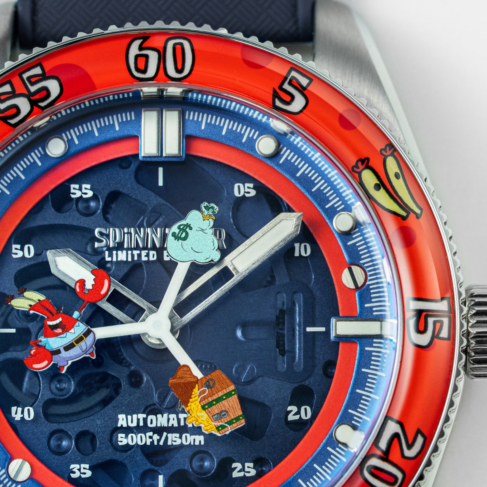 SPINNAKER Spinnaker Croft Mid-Size Skeleton Automatic Spongebob Squarepants Peek-A-Boo Limited Edition Dollar Diver Men's Watch SP-5152-01