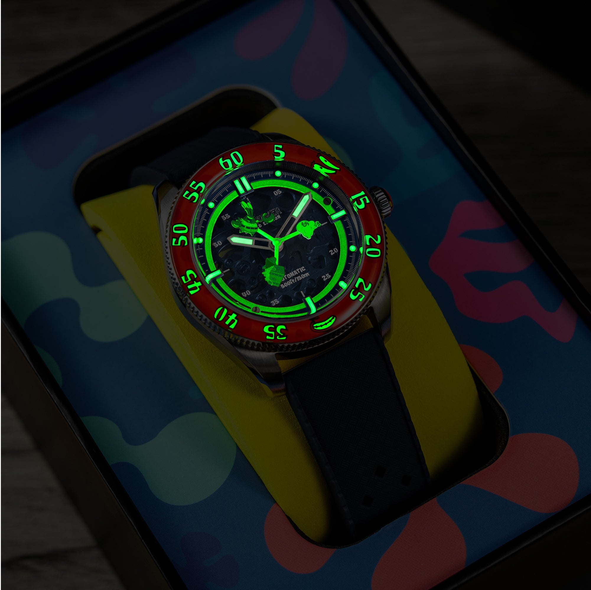 SPINNAKER Spinnaker Croft Mid-Size Skeleton Automatic Spongebob Squarepants Peek-A-Boo Limited Edition Dollar Diver Men's Watch SP-5152-01