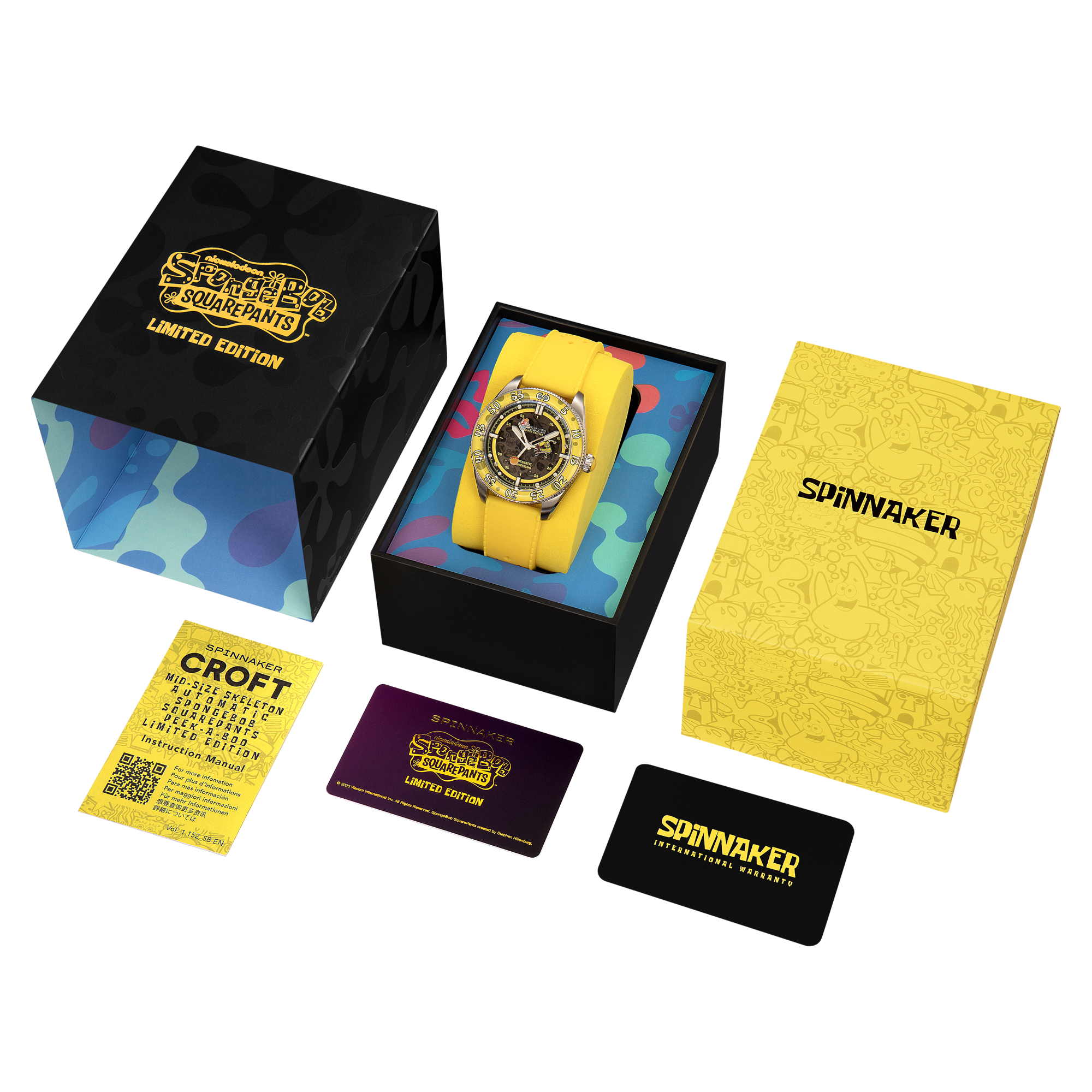 SPINNAKER Spinnaker Croft Mid-Size Skeleton Automatic Spongebob Squarepants Peek-A-Boo Limited Edition Krabby Flipper Men's Watch SP-5152-02