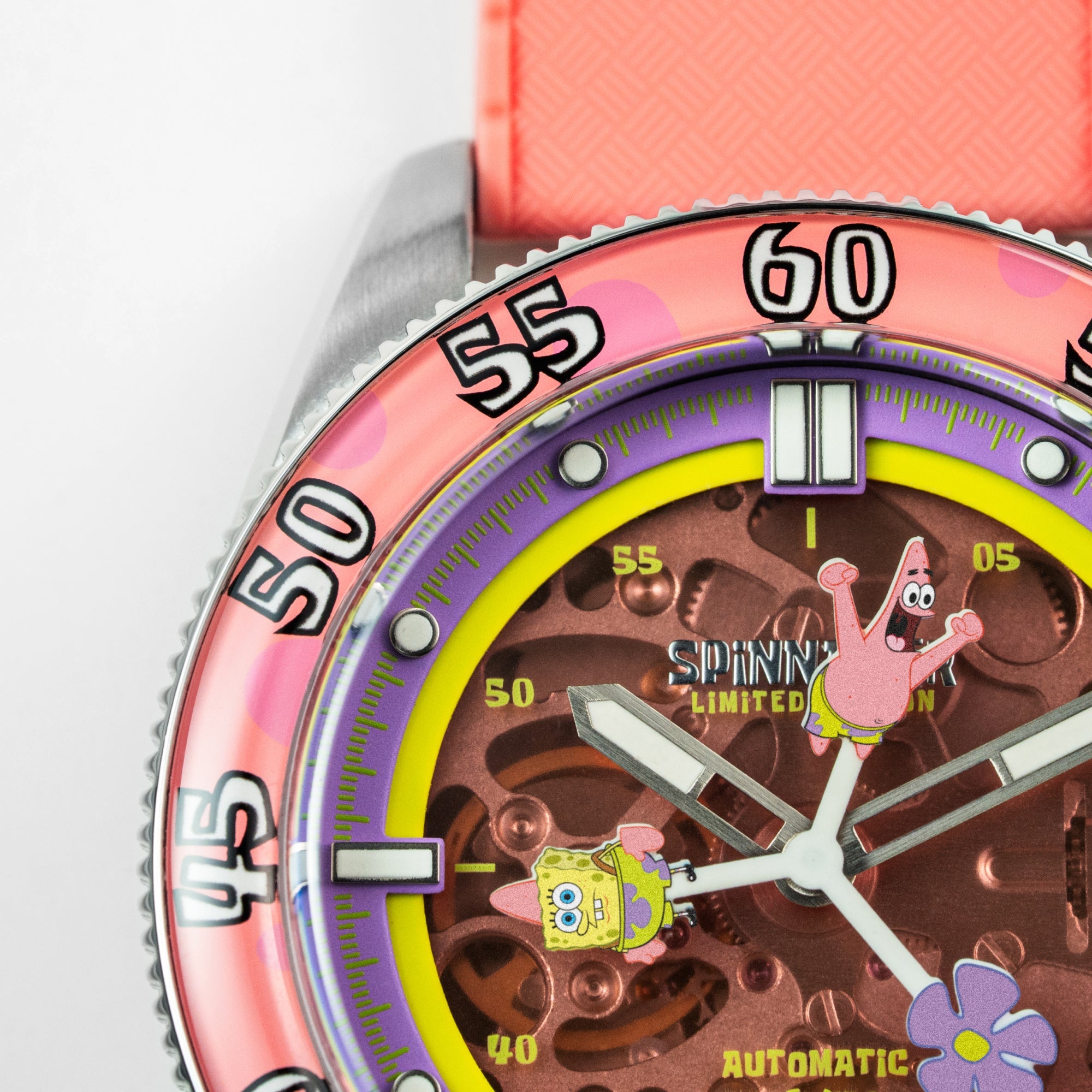 SPINNAKER Spinnaker Croft Mid-Size Skeleton Automatic Spongebob Squarepants Peek-A-Boo Limited Edition Seastar Sundial Men's Watch SP-5152-03