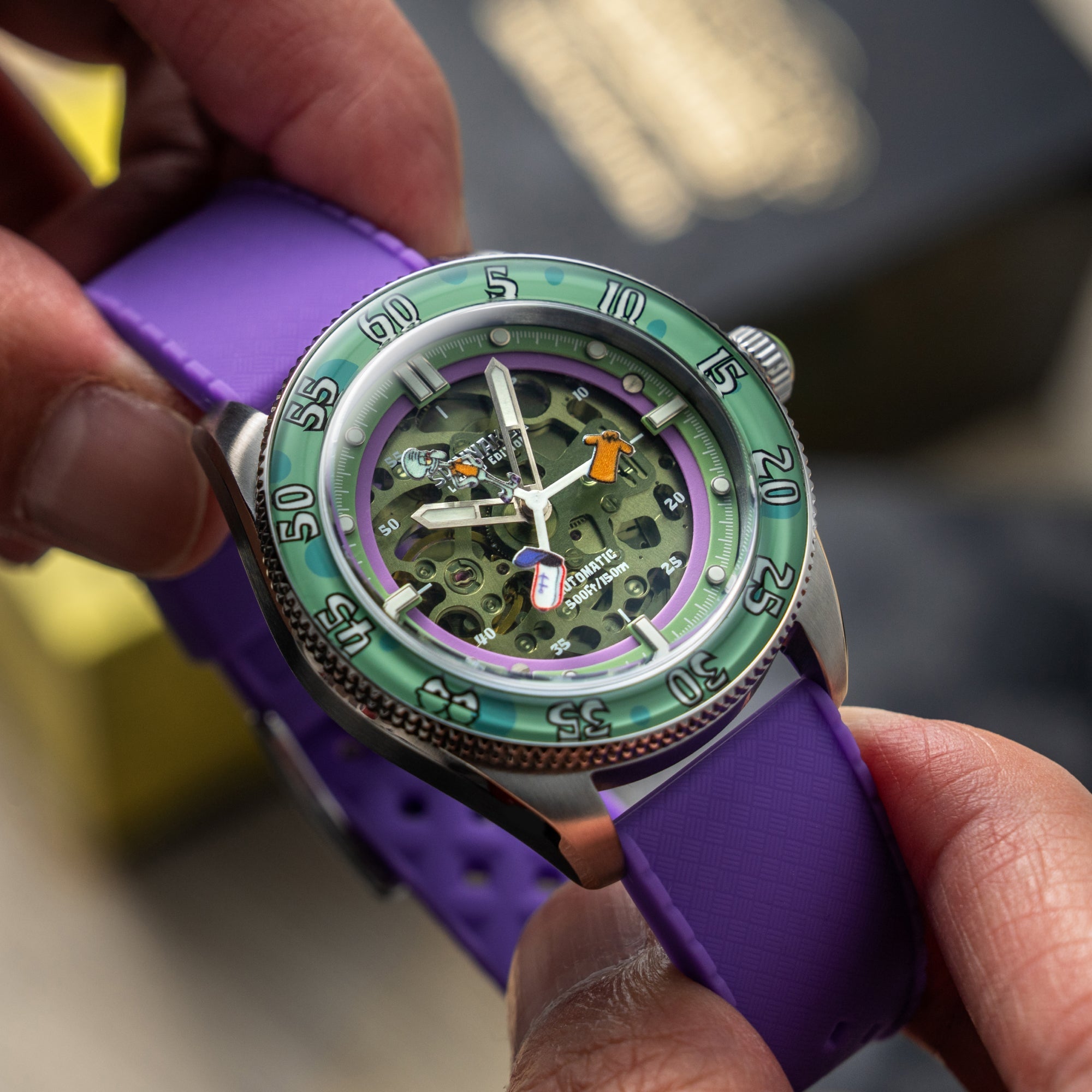 SPINNAKER Spinnaker Croft Mid-Size Skeleton Automatic Spongebob Squarepants Peek-A-Boo Limited Edition Sour Seconds Men's Watch SP-5152-04