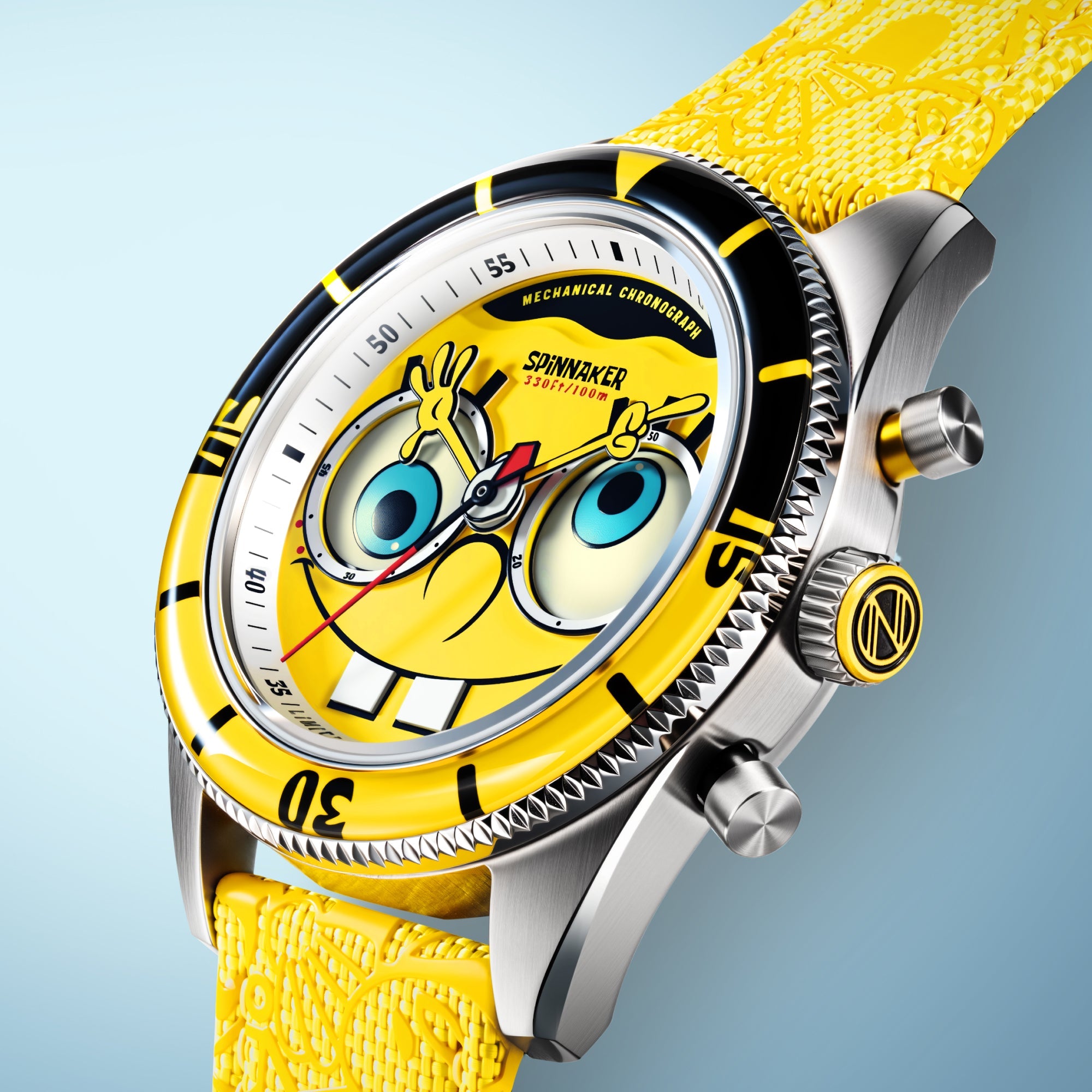 SPINNAKER Spinnaker Fleuss Mechanical Chronograph Spongebob Squarepants Eyedial Limited Edition Googly Yellow Men's Watch SP-5153-01