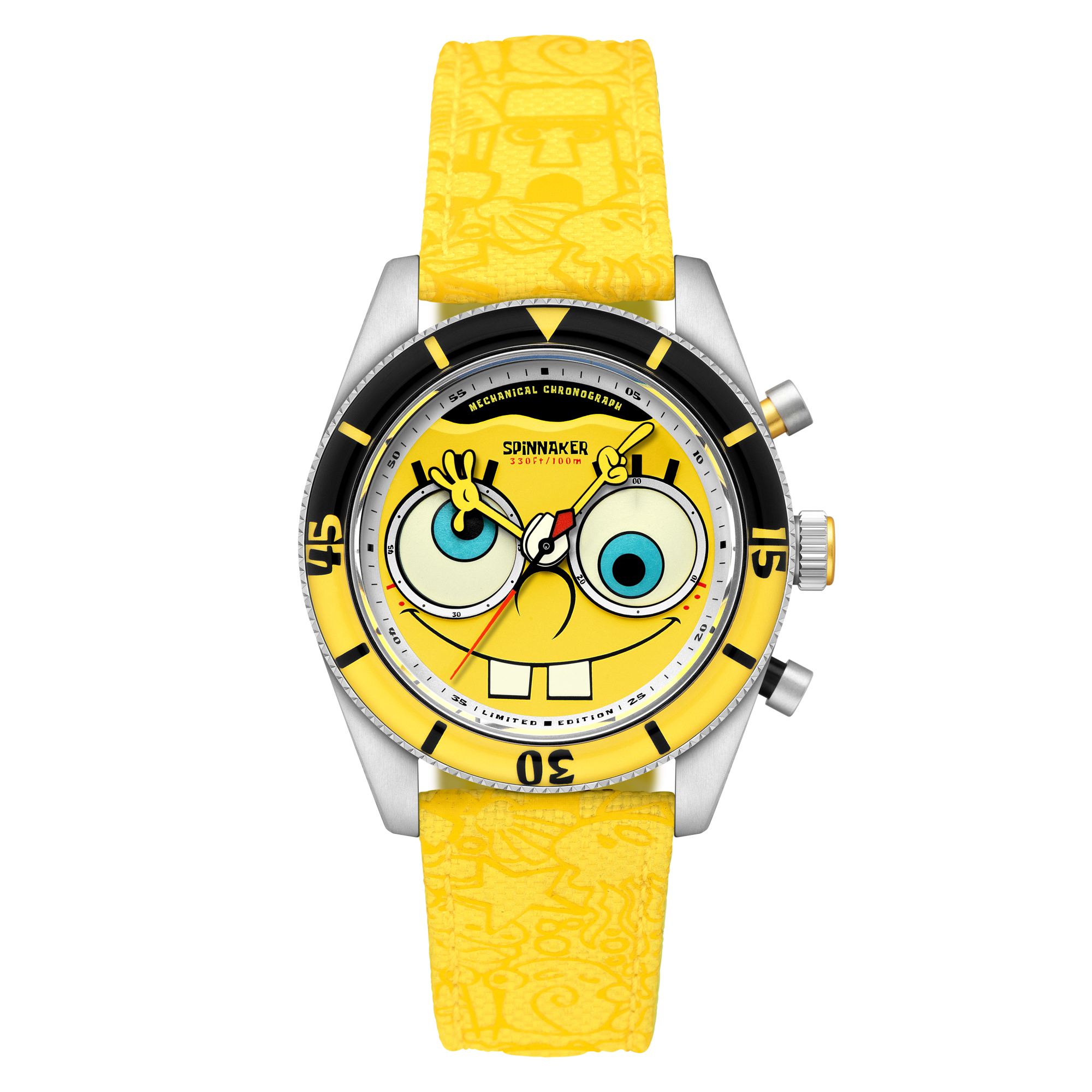 SPINNAKER Spinnaker Fleuss Mechanical Chronograph Spongebob Squarepants Eyedial Limited Edition Googly Yellow Men's Watch SP-5153-01