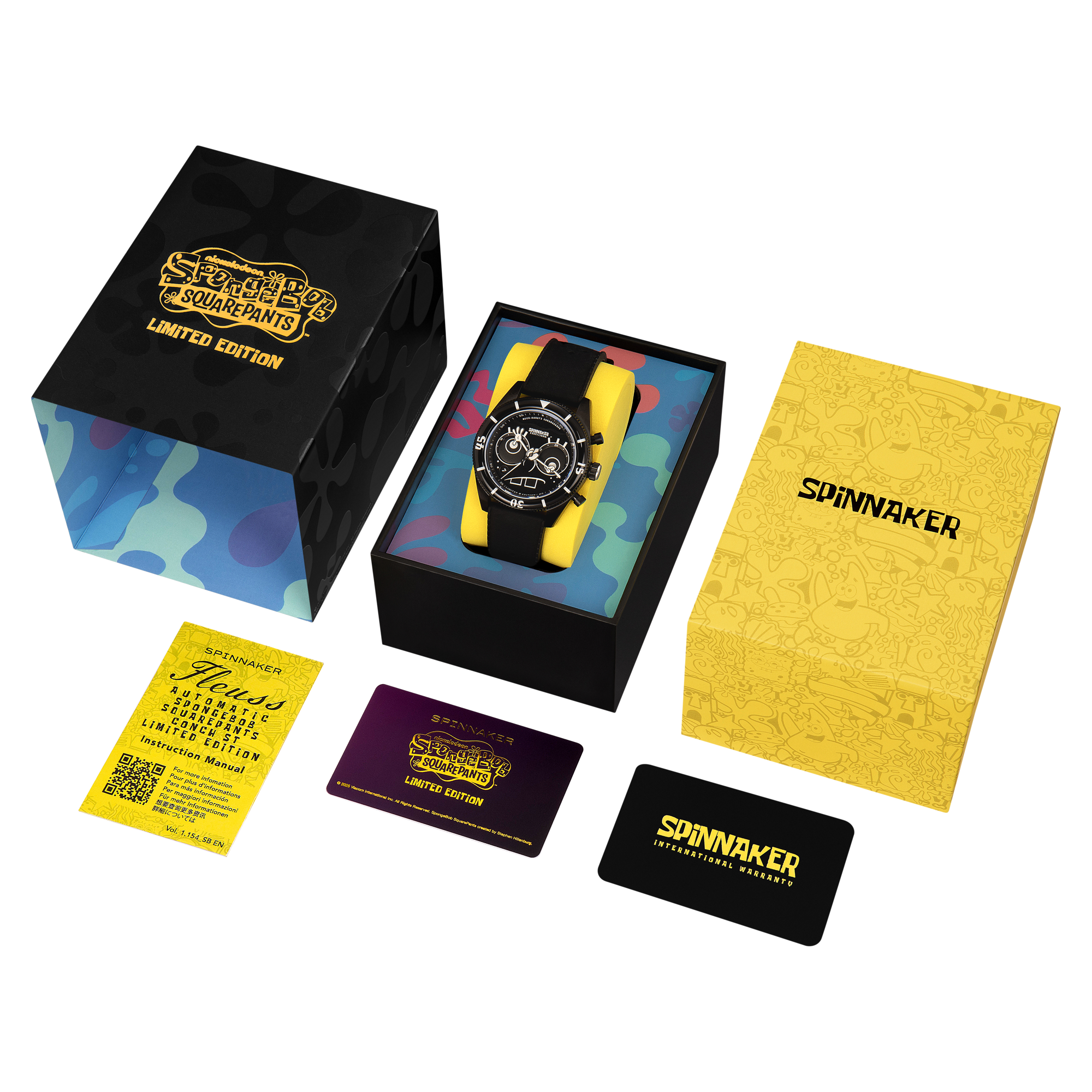 SPINNAKER Spinnaker Fleuss Chronograph Spongebob Squarepants Eyedial Limited Edition Eye Spy Black Men's Watch SP-5154-02
