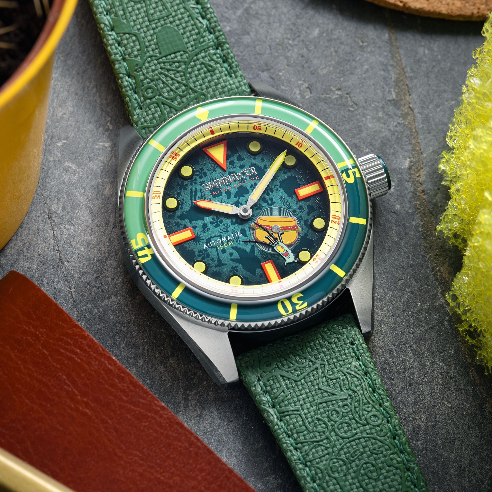 SPINNAKER Spinnaker Fleuss Automatic Spongebob Squarepants Frenemies Limited Edition Plankton Green Men's Watch SP-5160-02