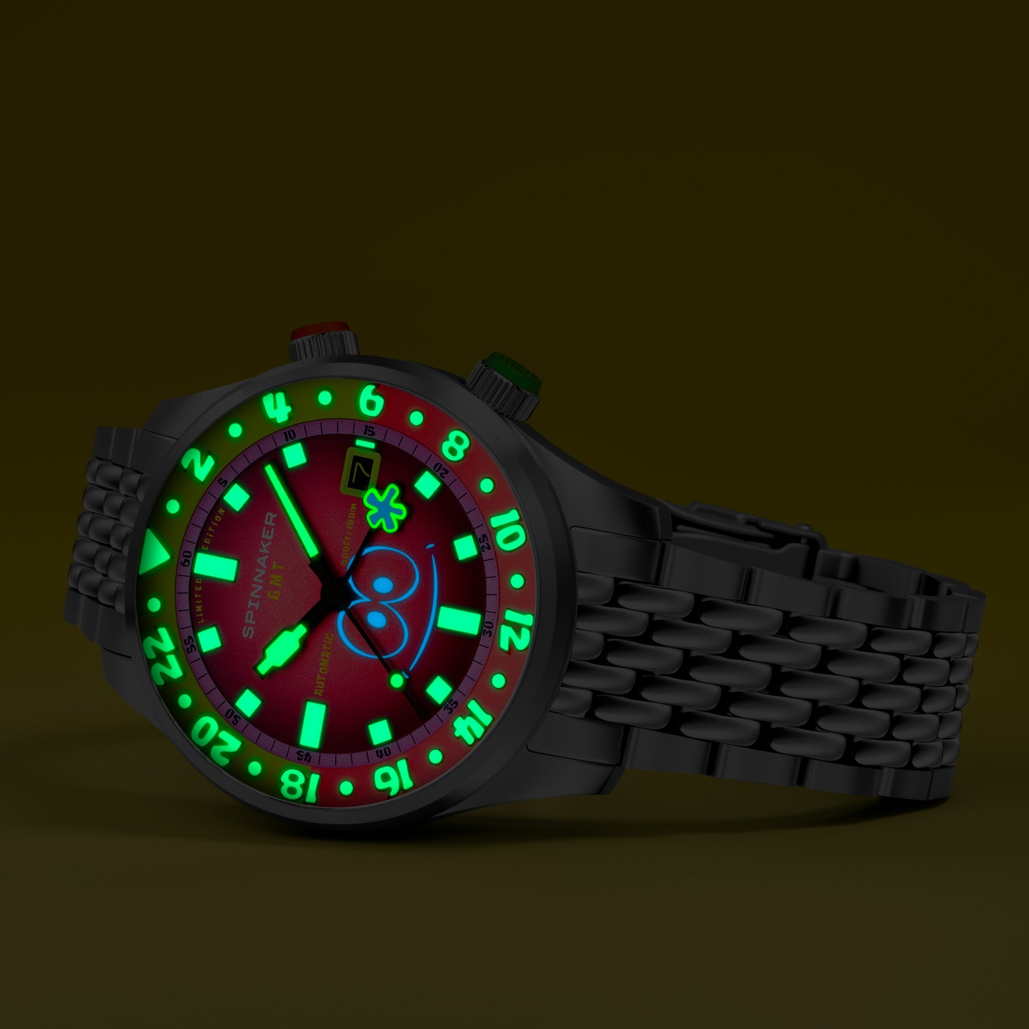 Spinnaker Bradner GMT Automatic Spongebob Squarepants Bubbly Grins Limited Edition Patrick Pink Men's Watch SP-5162-44