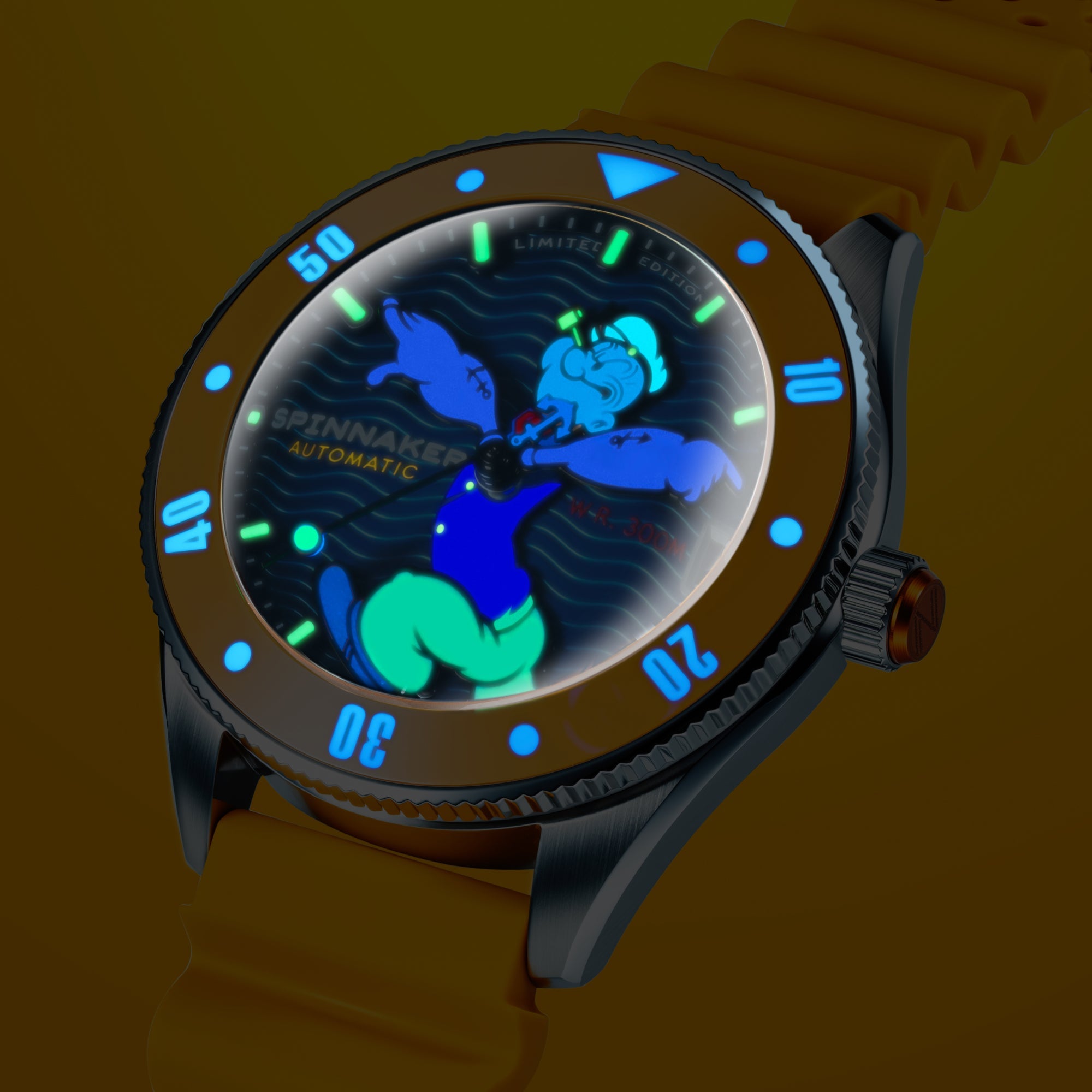 SPINNAKER Spinnaker Challenger Automatic Popeye Anchor Arms Limited Edition Corncob Yellow Men's Watch SP-5163-01