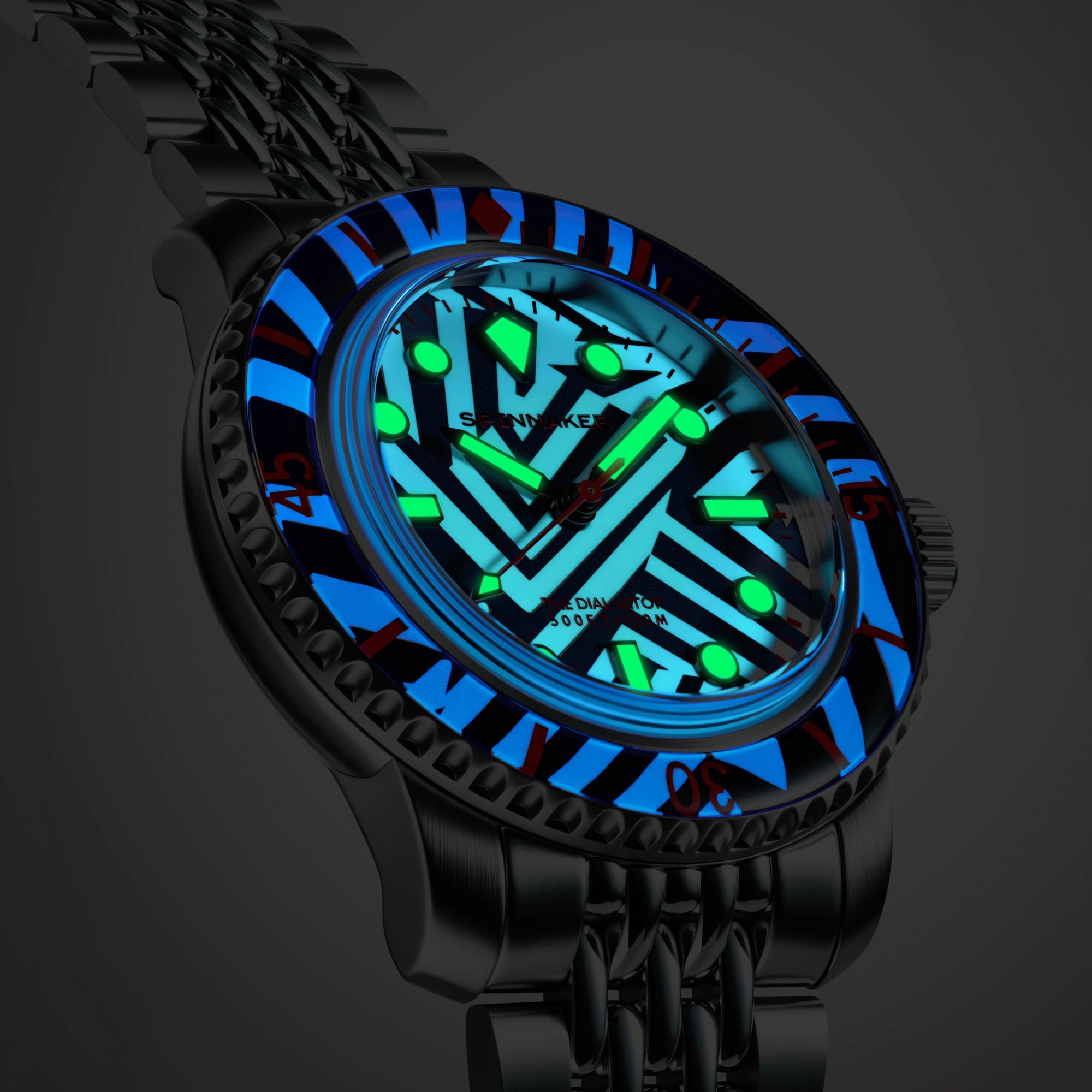 SPINNAKER Spinnaker Fleuss 40 Automatic Razzle Dazzle Limited Edition Noir Illumination Men's Watch SP-5165-11