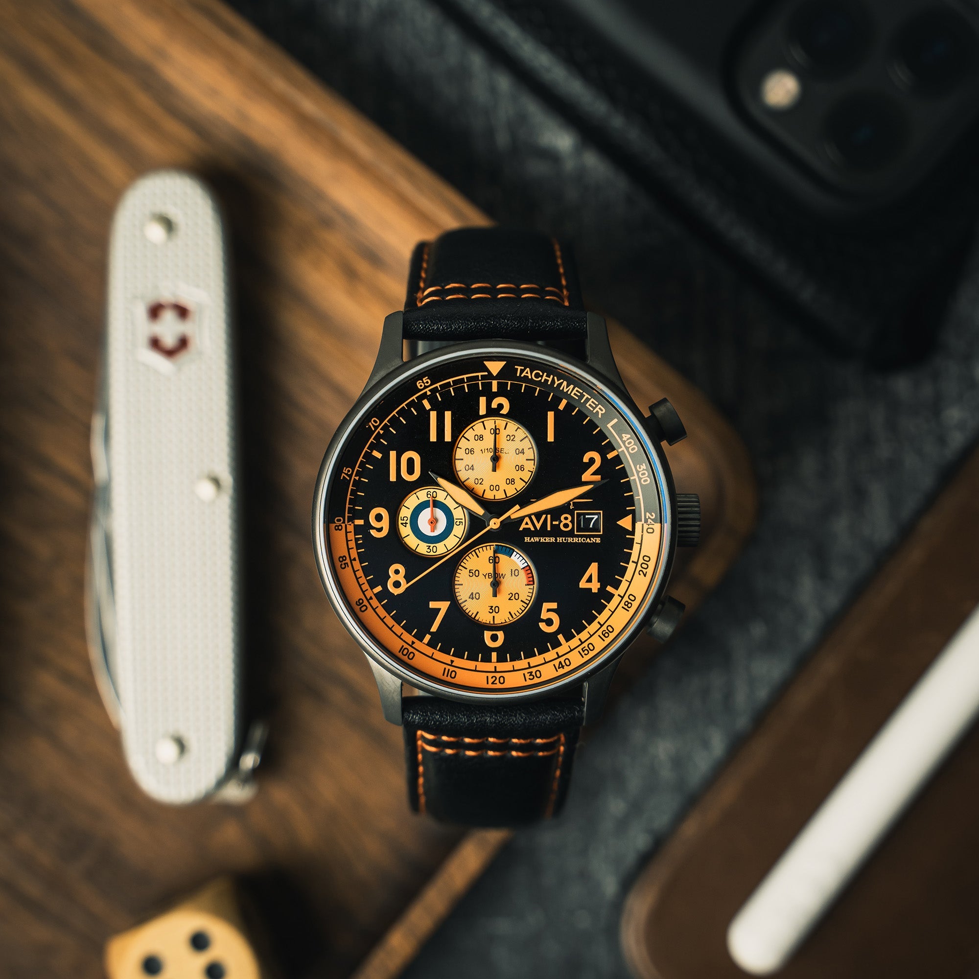 AVI-8 AVI-8 Hawker Hurricane Classic Chronograph Noire Men's Watch AV-4011-0R