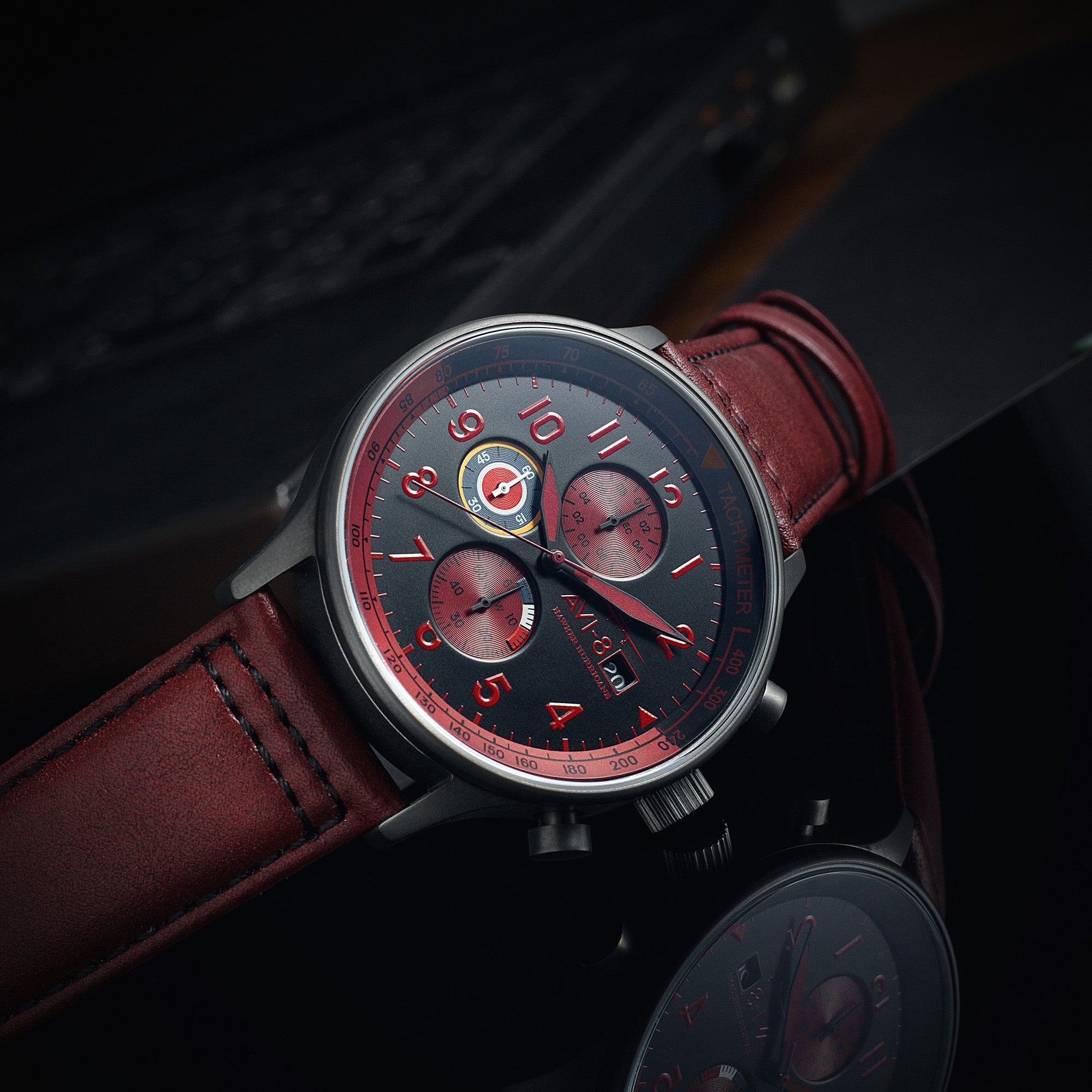 AVI-8 AVI-8 Hawker Hurricane Classic Chronograph Blood Red Men's Watch AV-4011-0S